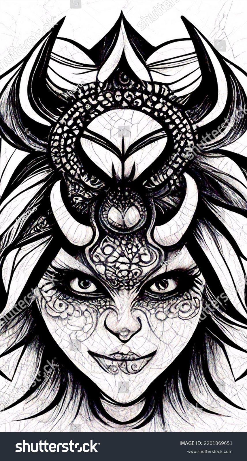 Zentangle Art Woman Face Illustration Stock Illustration 2201869651 ...