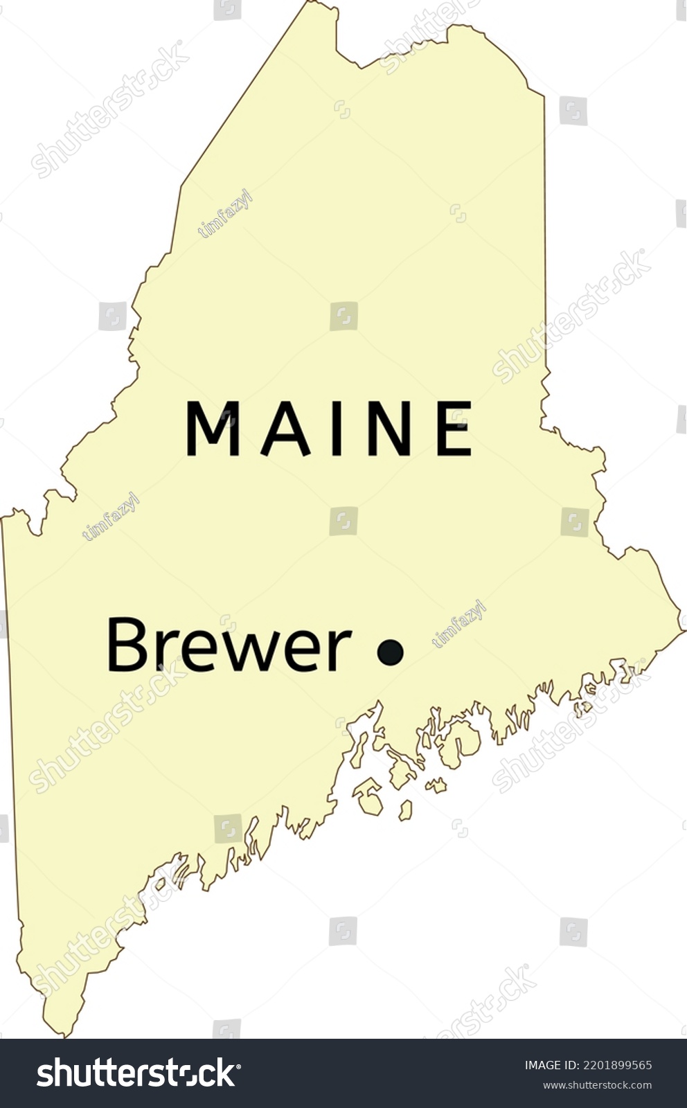 Brewer City Location On Maine Map Stock Vector (Royalty Free ...