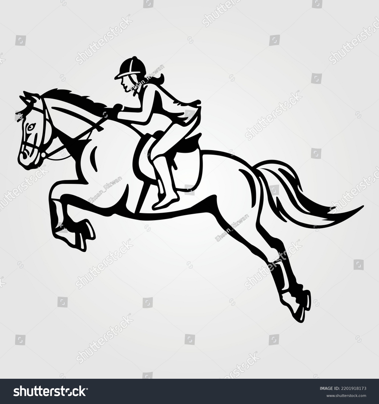 Equestrian Competitions Vector Illustration Horse Jumping Stock Vector 