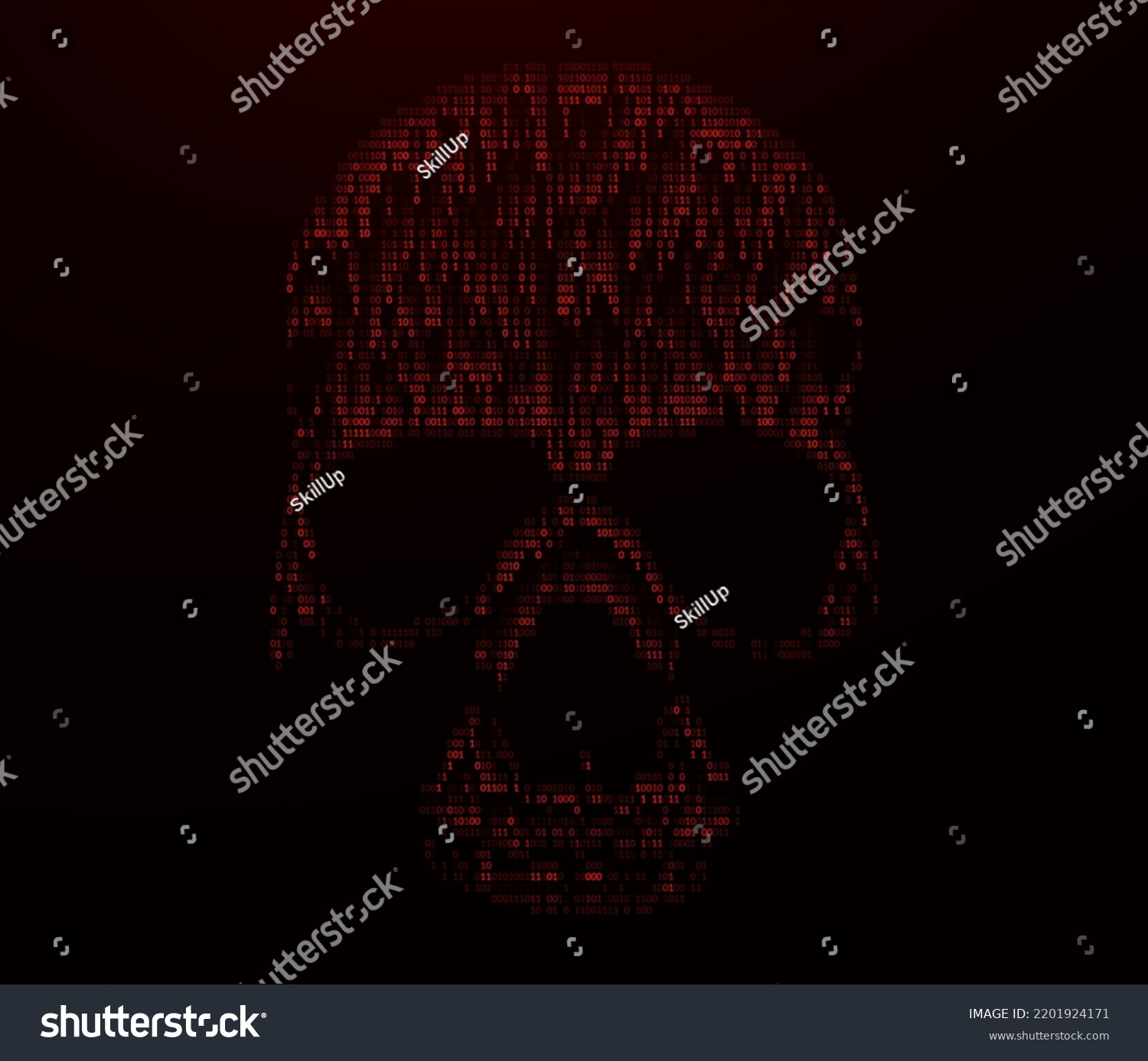 Skull binary ascii art ones zeroes stock vector royalty free