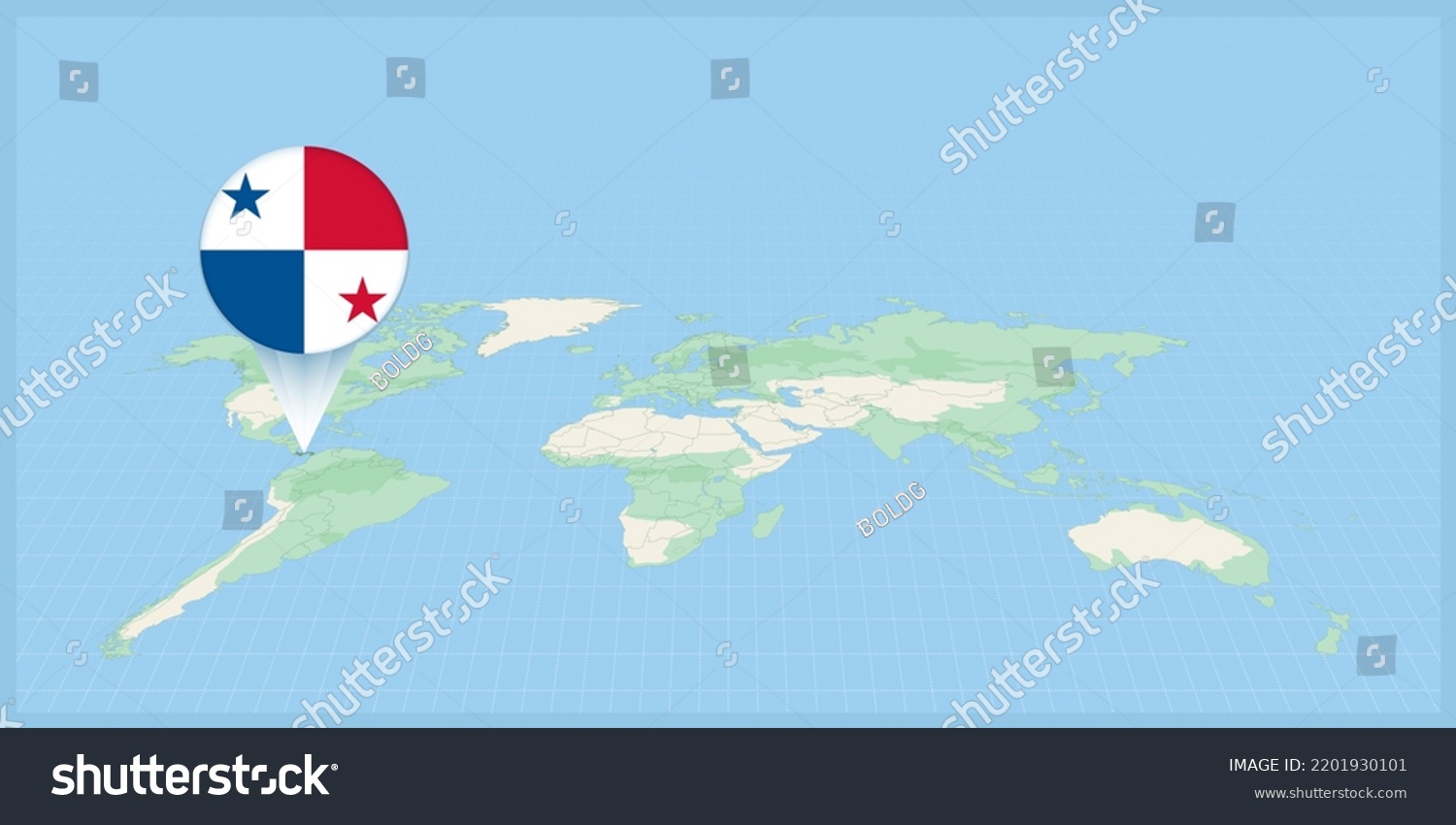Stock Vector Location Of Panama On The World Map Marked With Panama Flag Pin Cartographic Vector Illustration 2201930101 