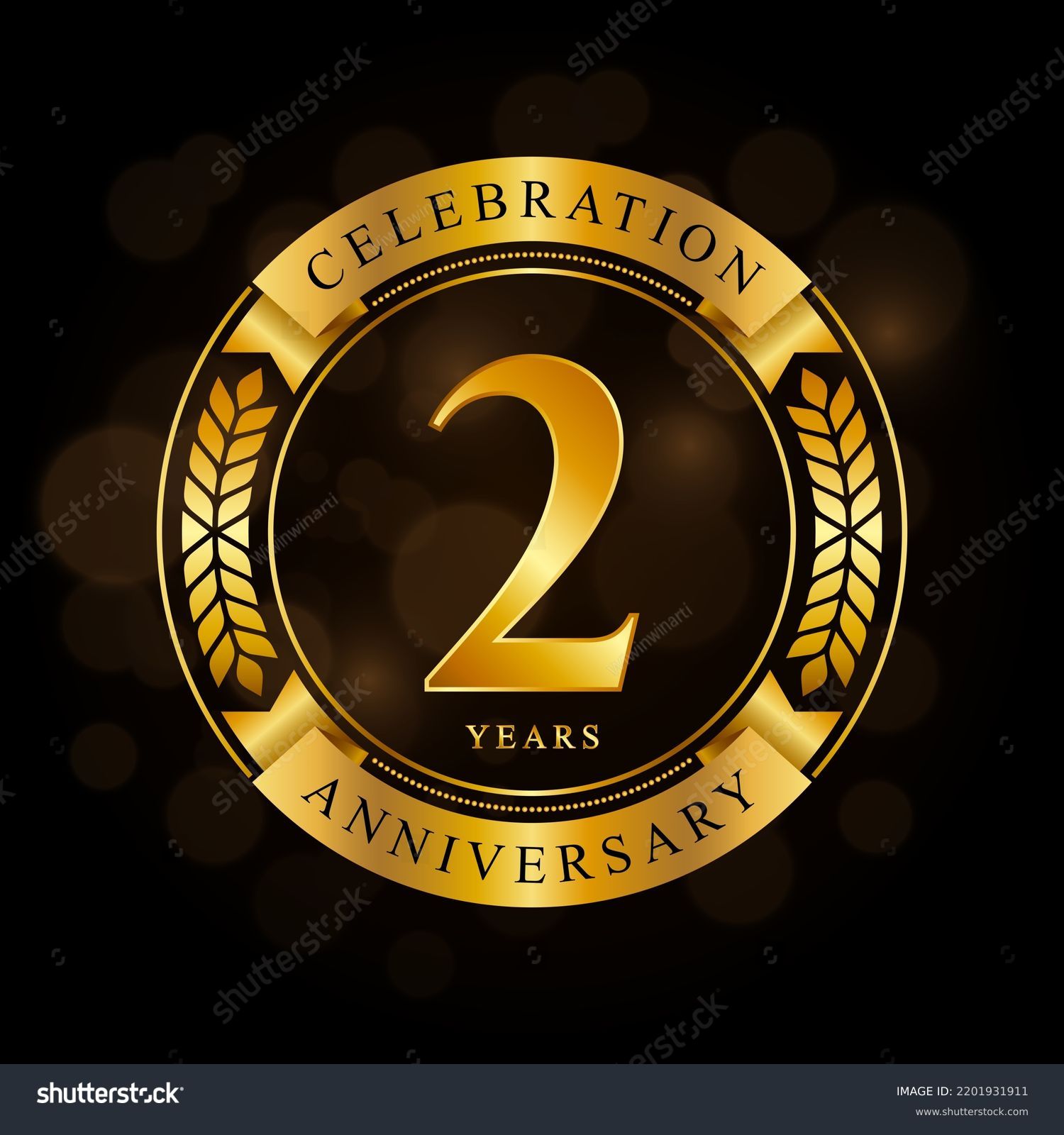 2 Year Anniversary Celebration Template Design Stock Vector (Royalty ...