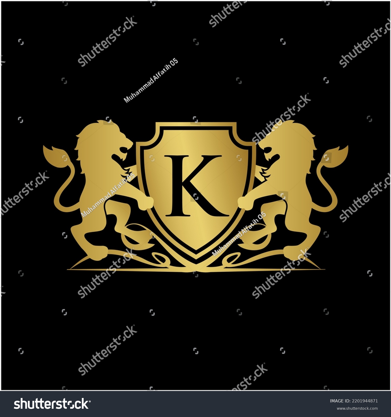 Coat Arms Golden Lions Letter K Stock Vector (Royalty Free) 2201944871 ...