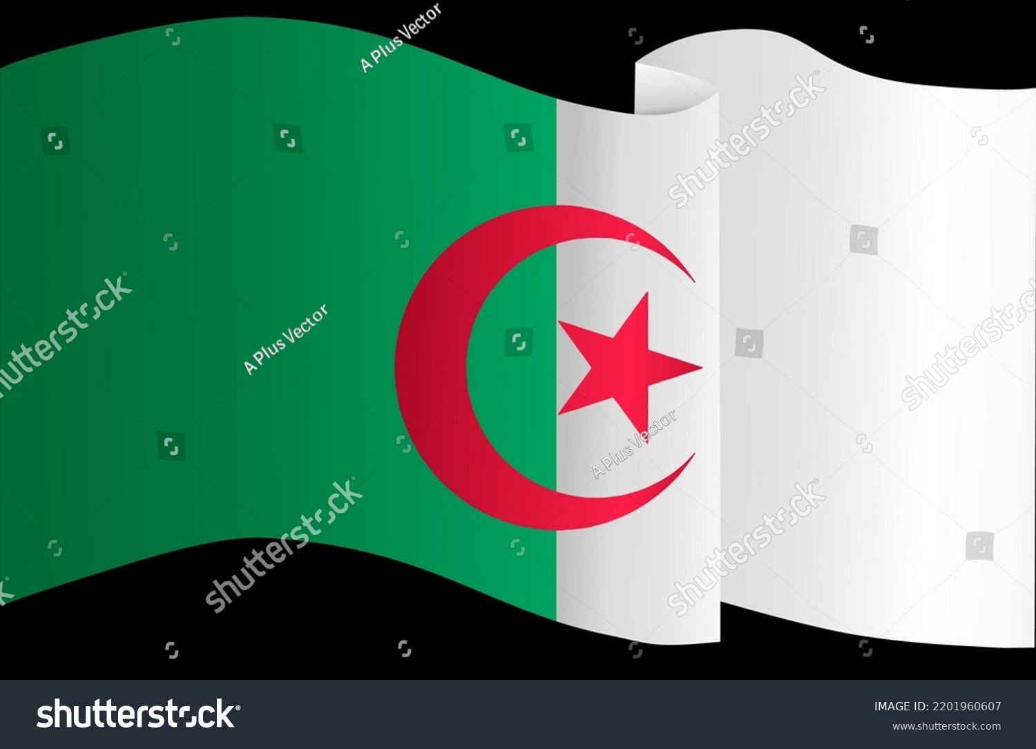 Algeria Flag Flying On White Background Stock Vector (royalty Free 