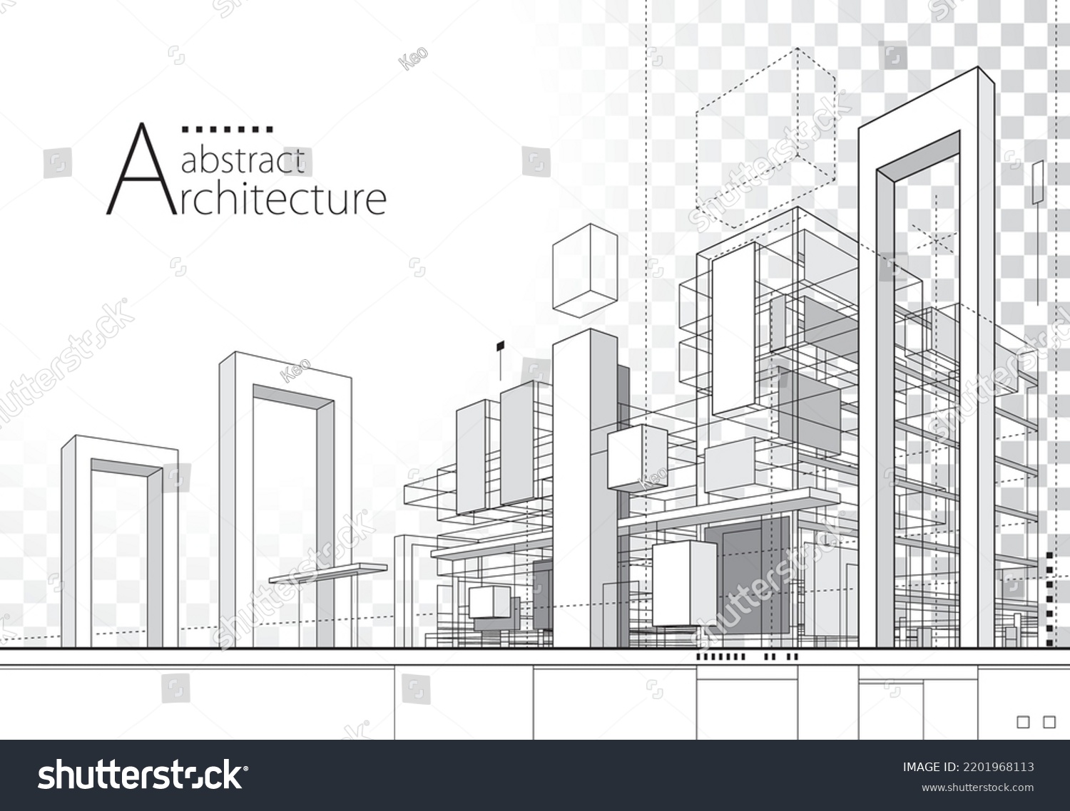 3d Illustration Architecture Building Construction Perspective Stock ...