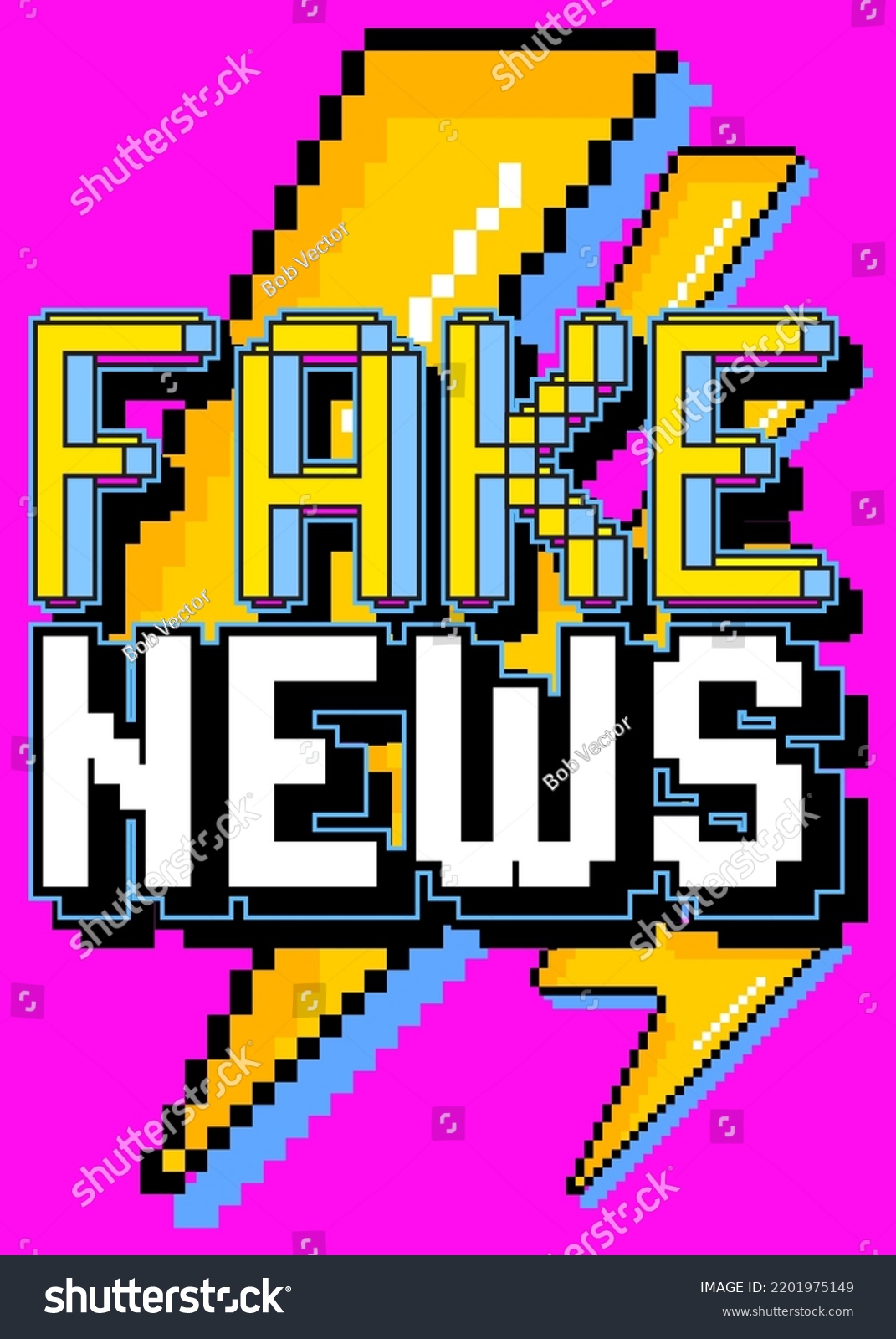 Fake News Pixelated Word Geometric Graphic: เวกเตอร์สต็อก (ปลอดค่า ...