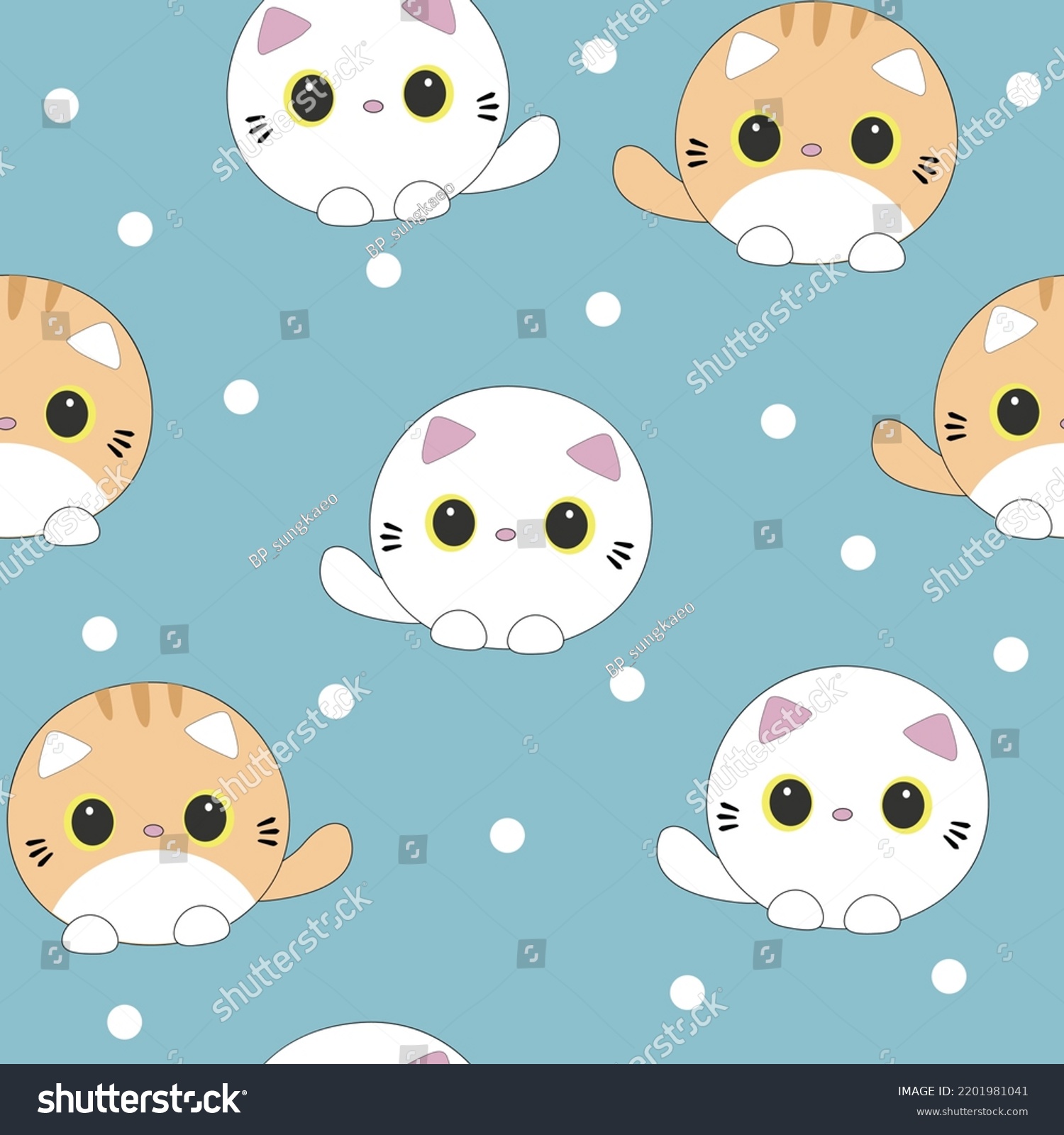 Cute Cat Vector Cartoon Kawaii Animal Stock Vector (Royalty Free