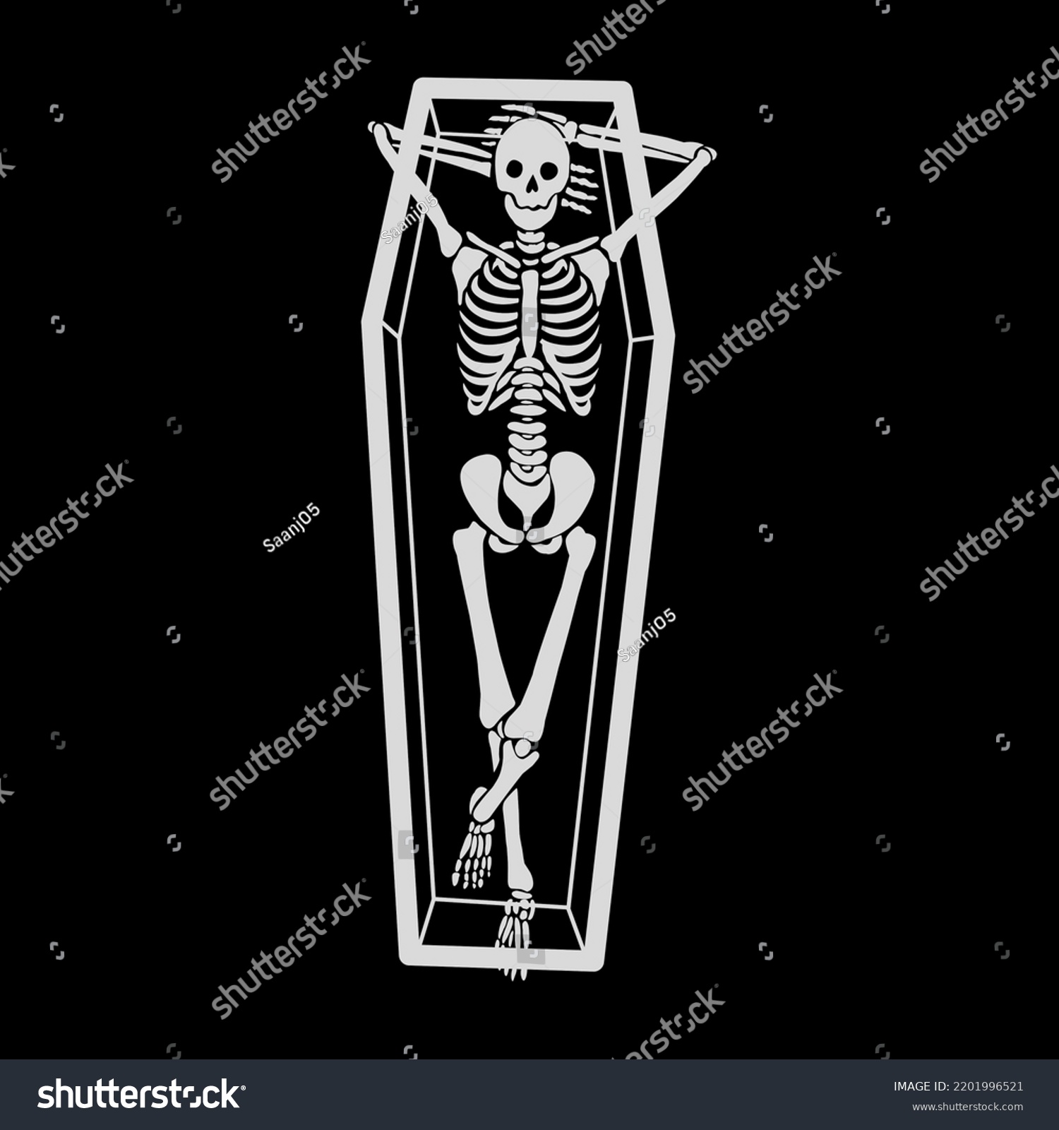 Resting Skeleton Coffin Dead Skeleton Vector Stock Vector (Royalty Free ...