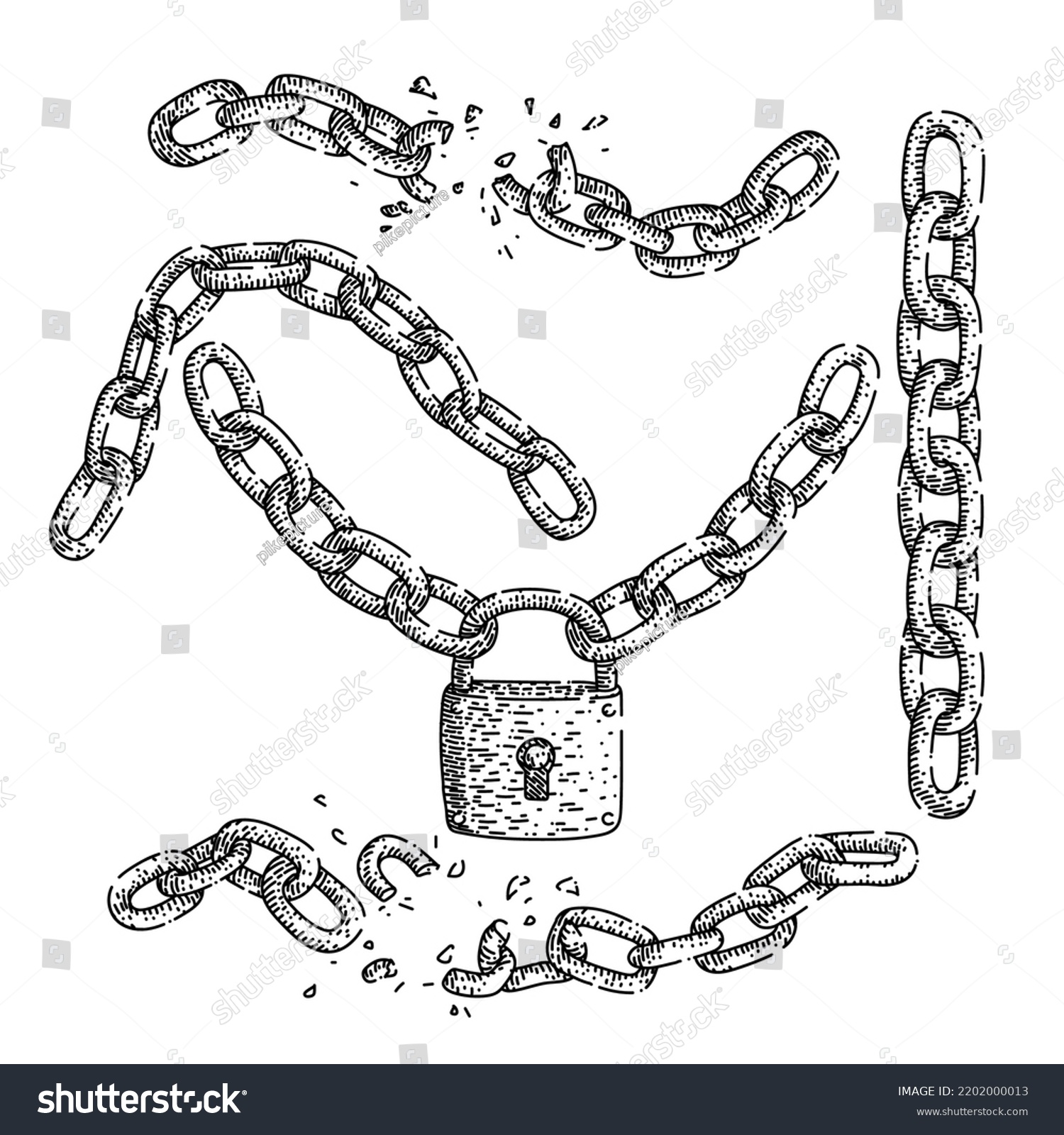 Chain Iron Set Hand Drawn Vector Stock Vector (royalty Free) 2202000013 