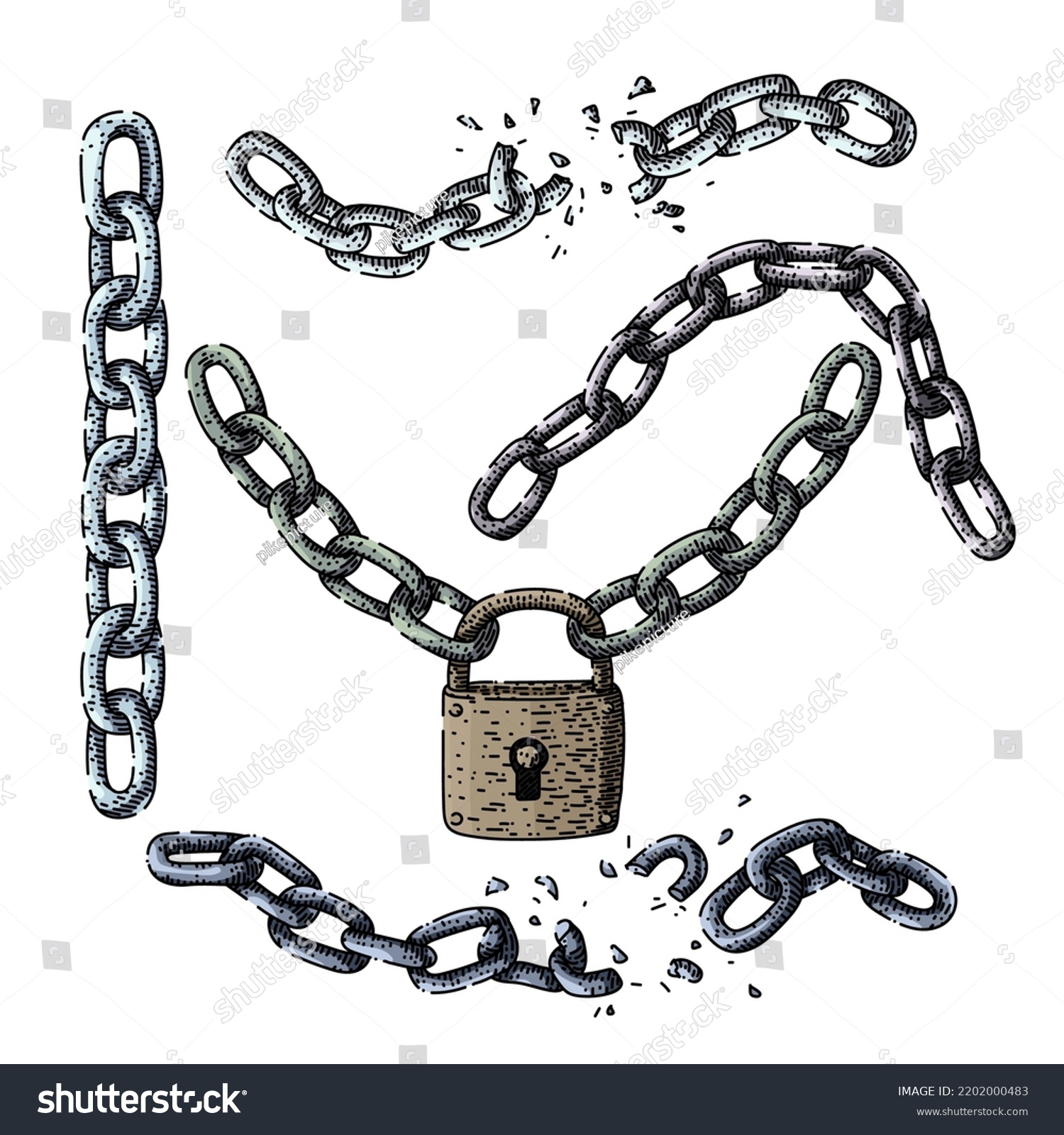 Chain Iron Set Hand Drawn Vector Stock Vector (Royalty Free) 2202000483 ...