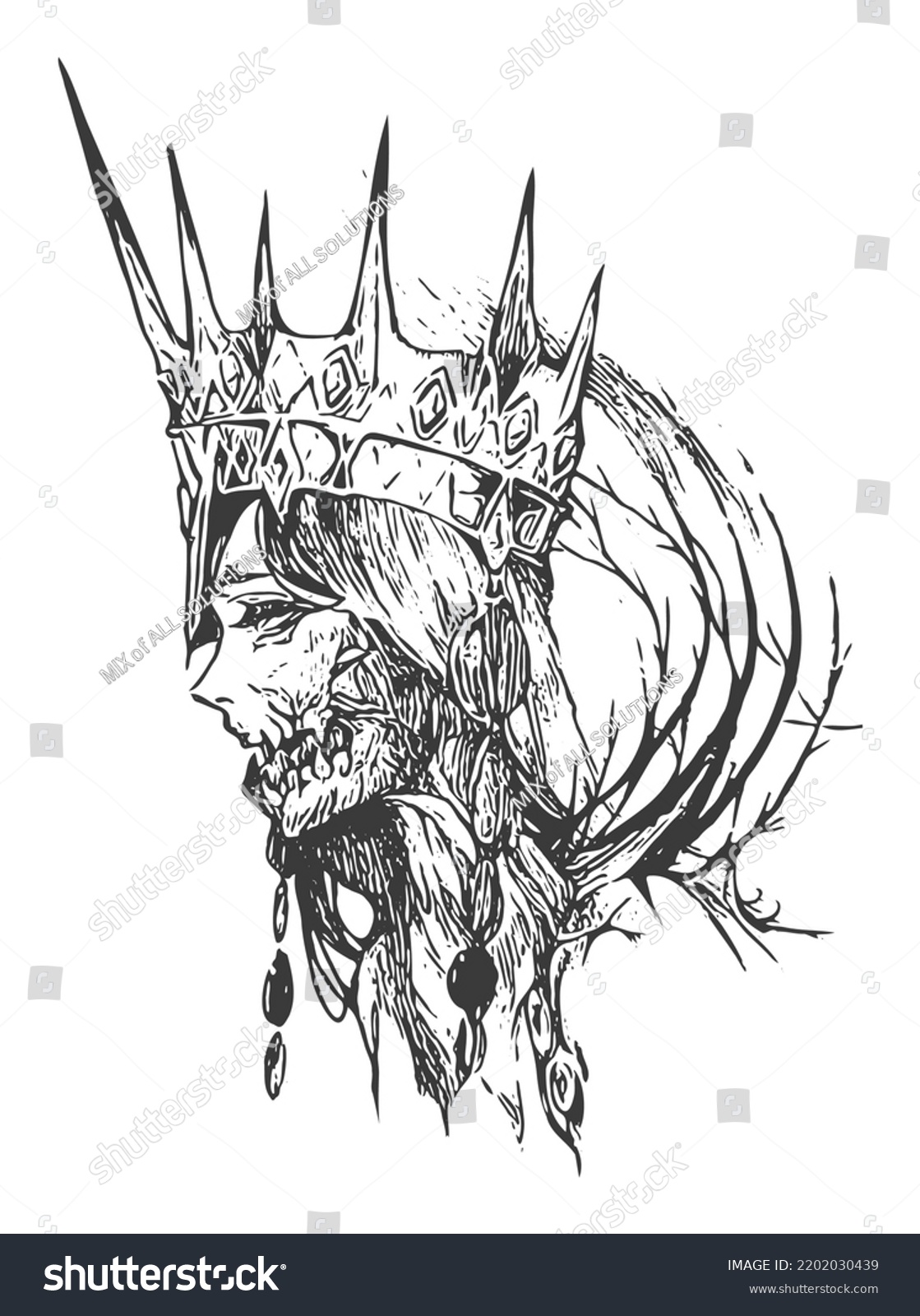 Tattoo Zombie Queen Death Portrait Skull Stock Vector (Royalty Free ...