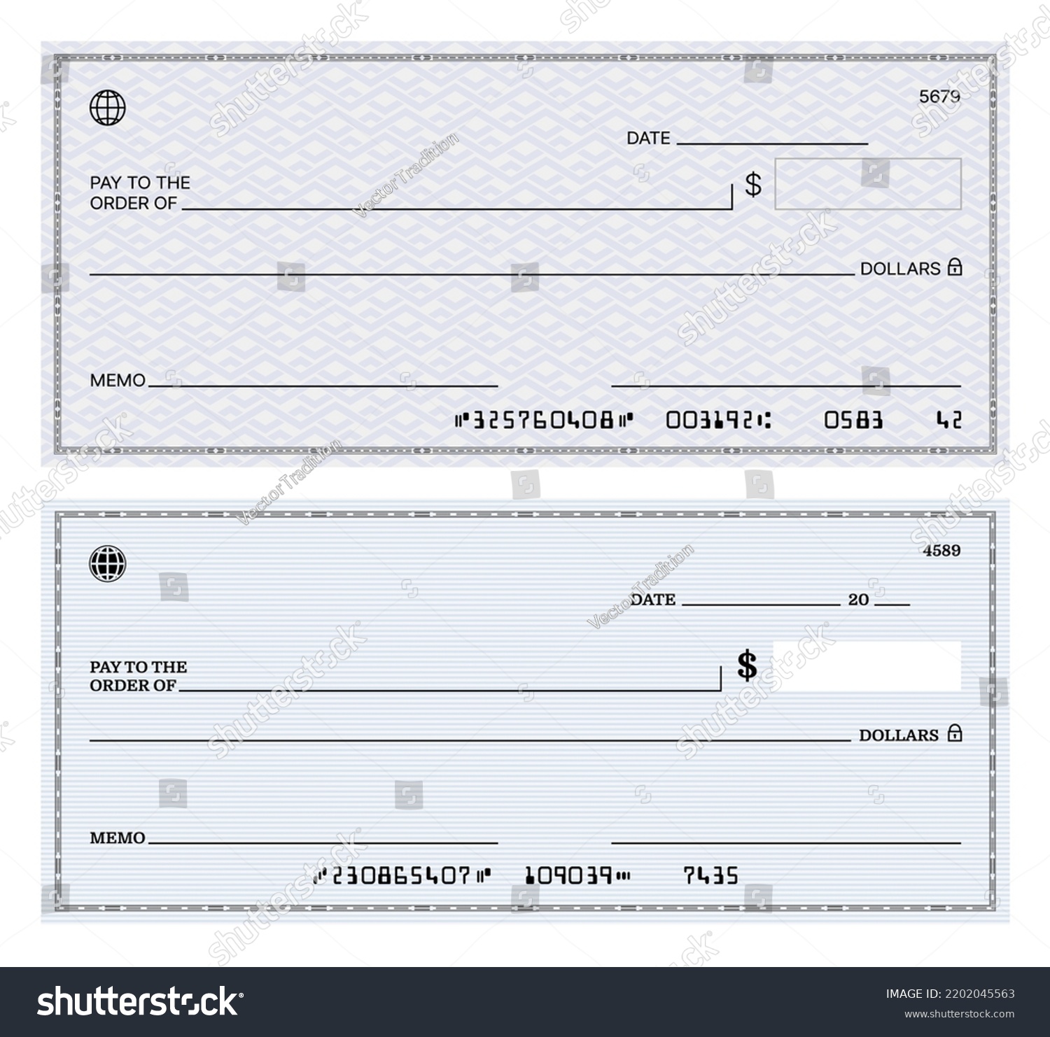 Blank Bank Check Checkbook Cheque Template Stock Vector (Royalty Free ...