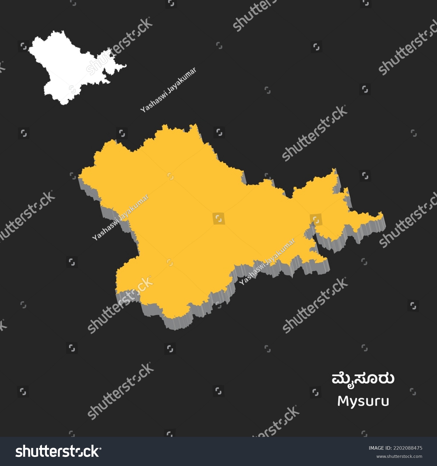 Mysuru Vector Map District Karnataka Stock Vector (Royalty Free ...