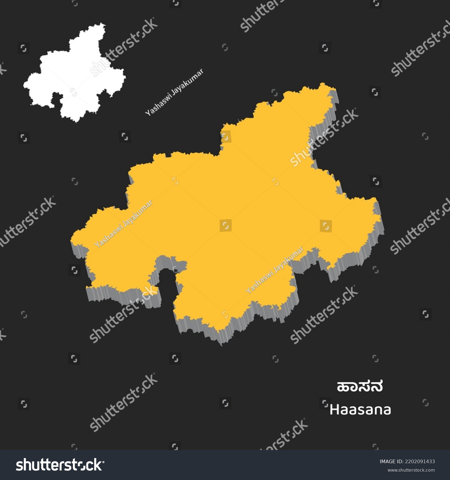 Hassan Vector Map District Karnataka Stock Vector (royalty Free 