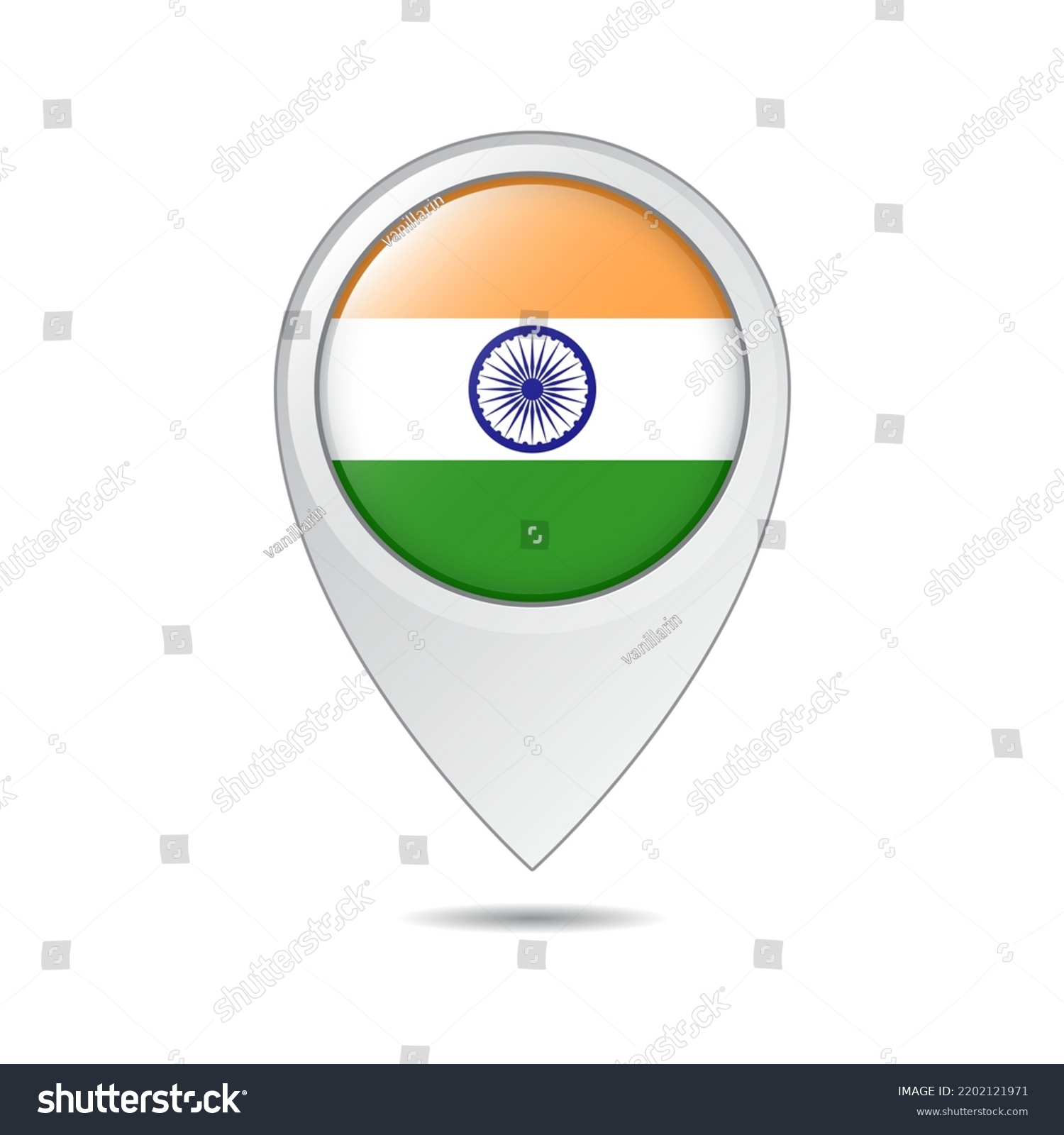 Map Location Tag India Flag Stock Vector (Royalty Free) 2202121971 ...