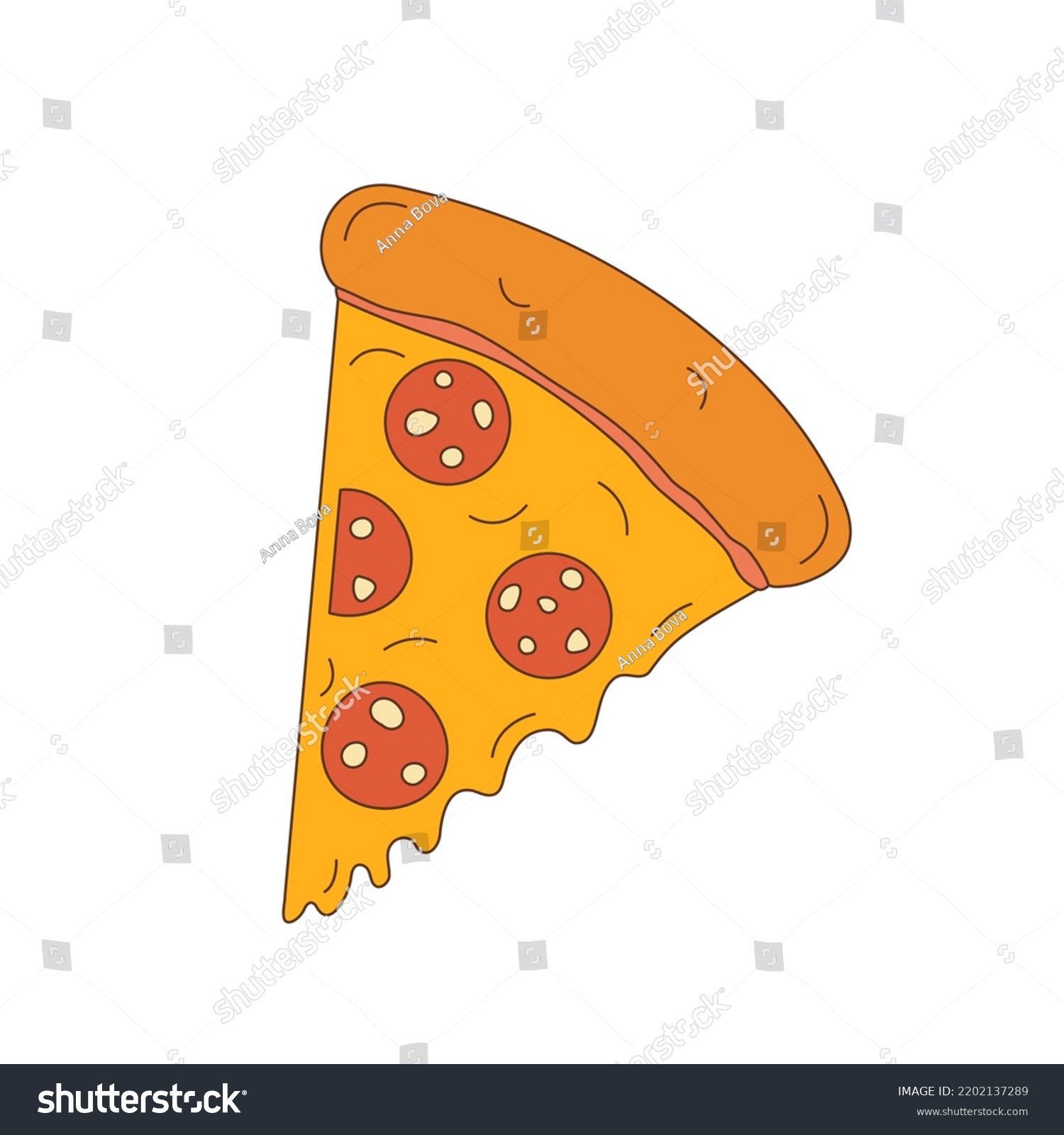 Pizza Slice Pepperoni Sausage Vector Illustration Stock Vector (royalty 