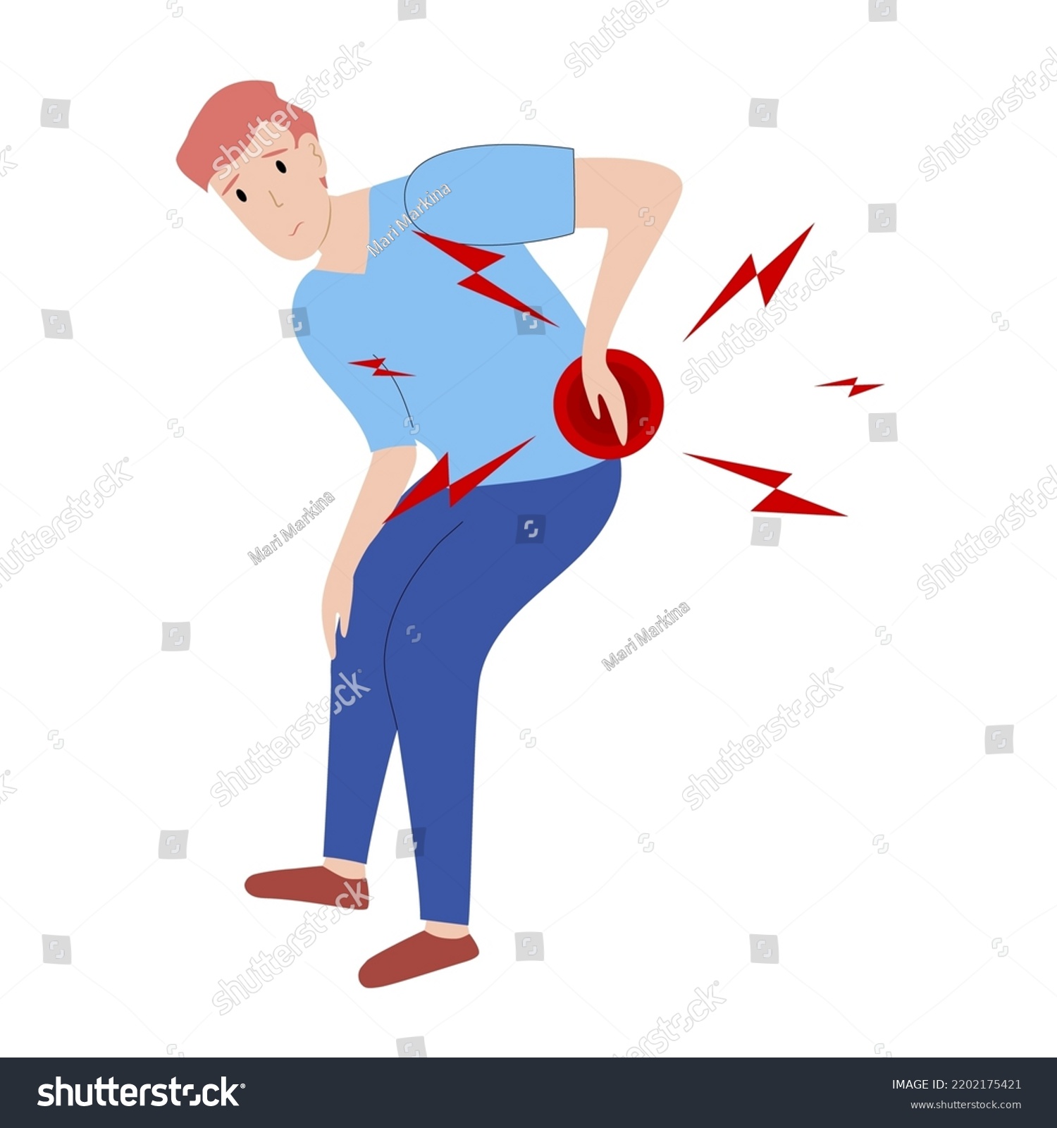 Man Has Low Back Pain Sciatica Stock Vector (Royalty Free) 2202175421 ...