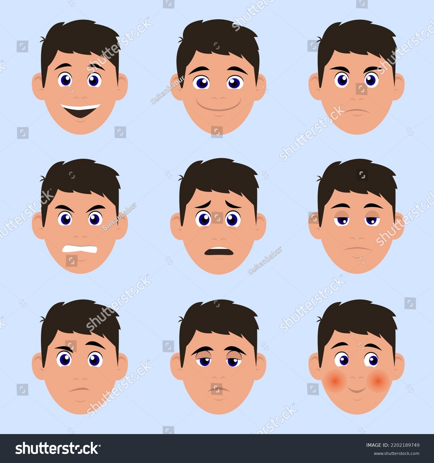 Boy Emotions Vector Sketch Feel Face Stock Vector (Royalty Free ...