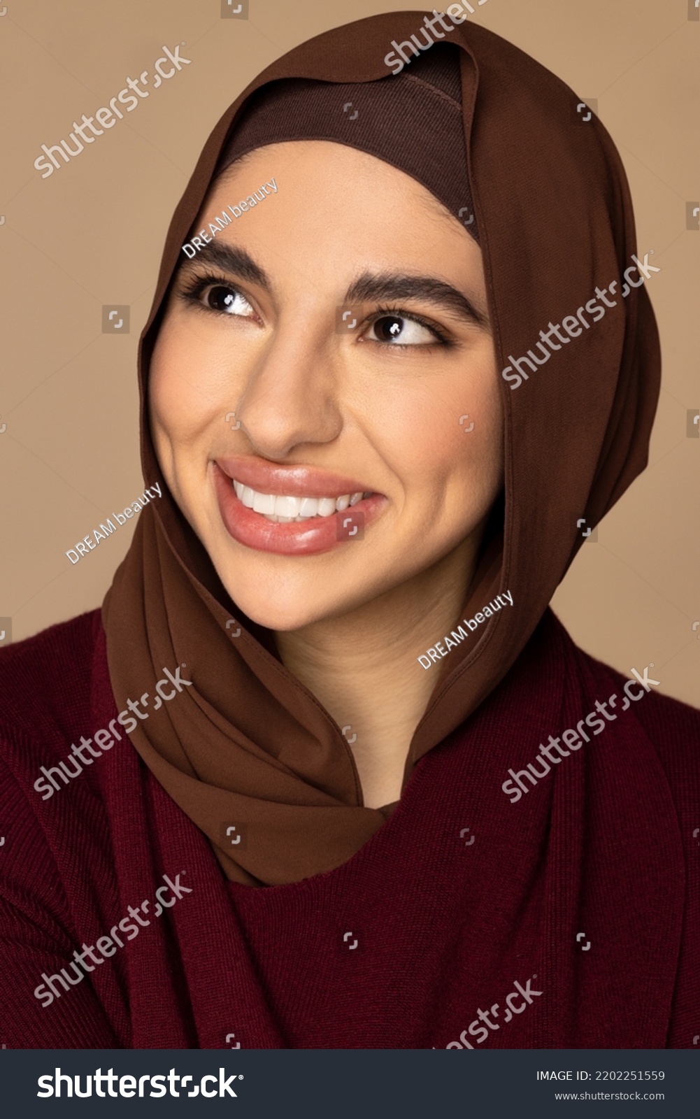 Portrait Beautiful Arab Muslim Woman Her Stock Photo 2202251559 ...