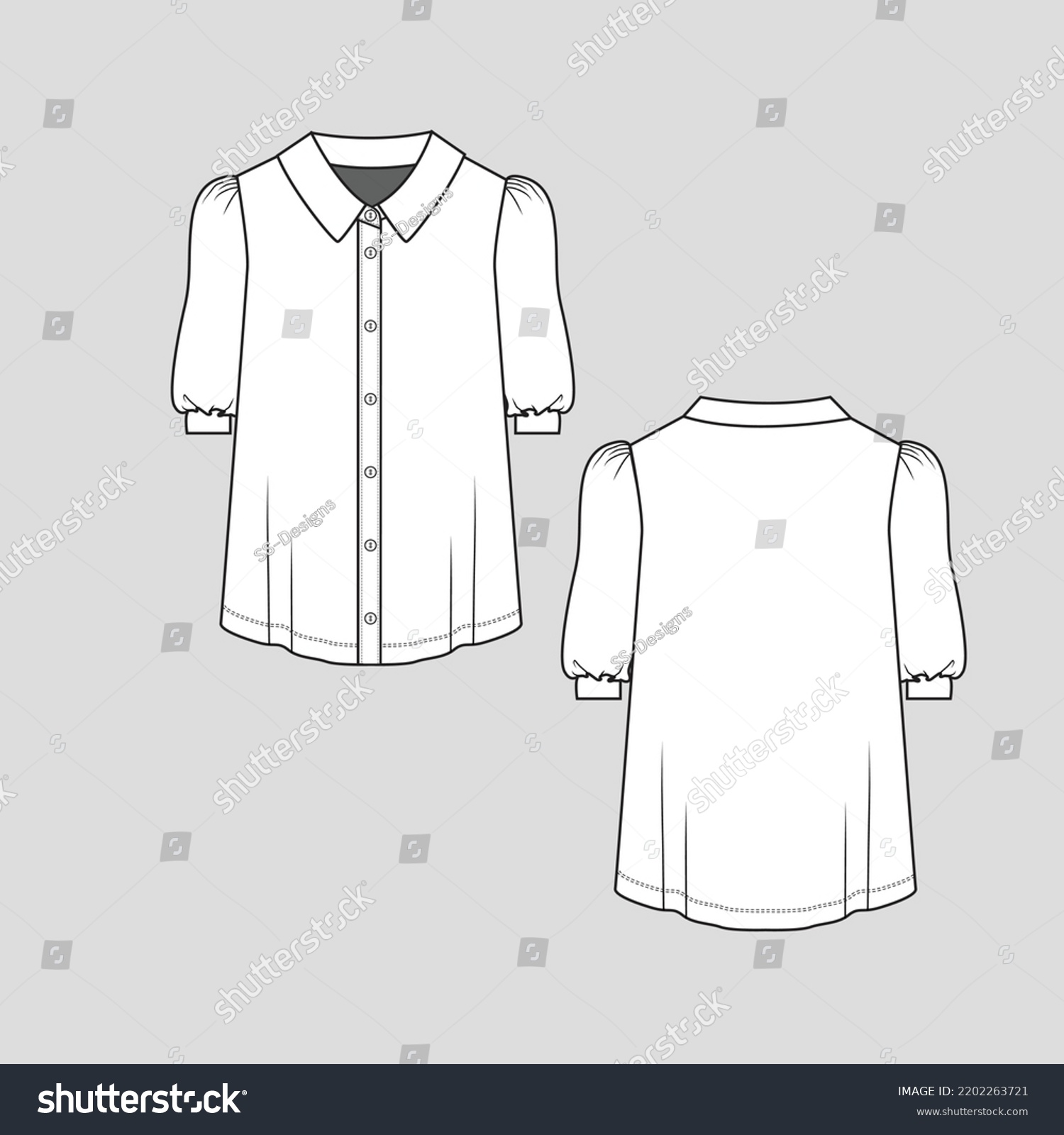 Polo Collar Neck T Shirt Puff Stock Vector (Royalty Free) 2202263721 ...