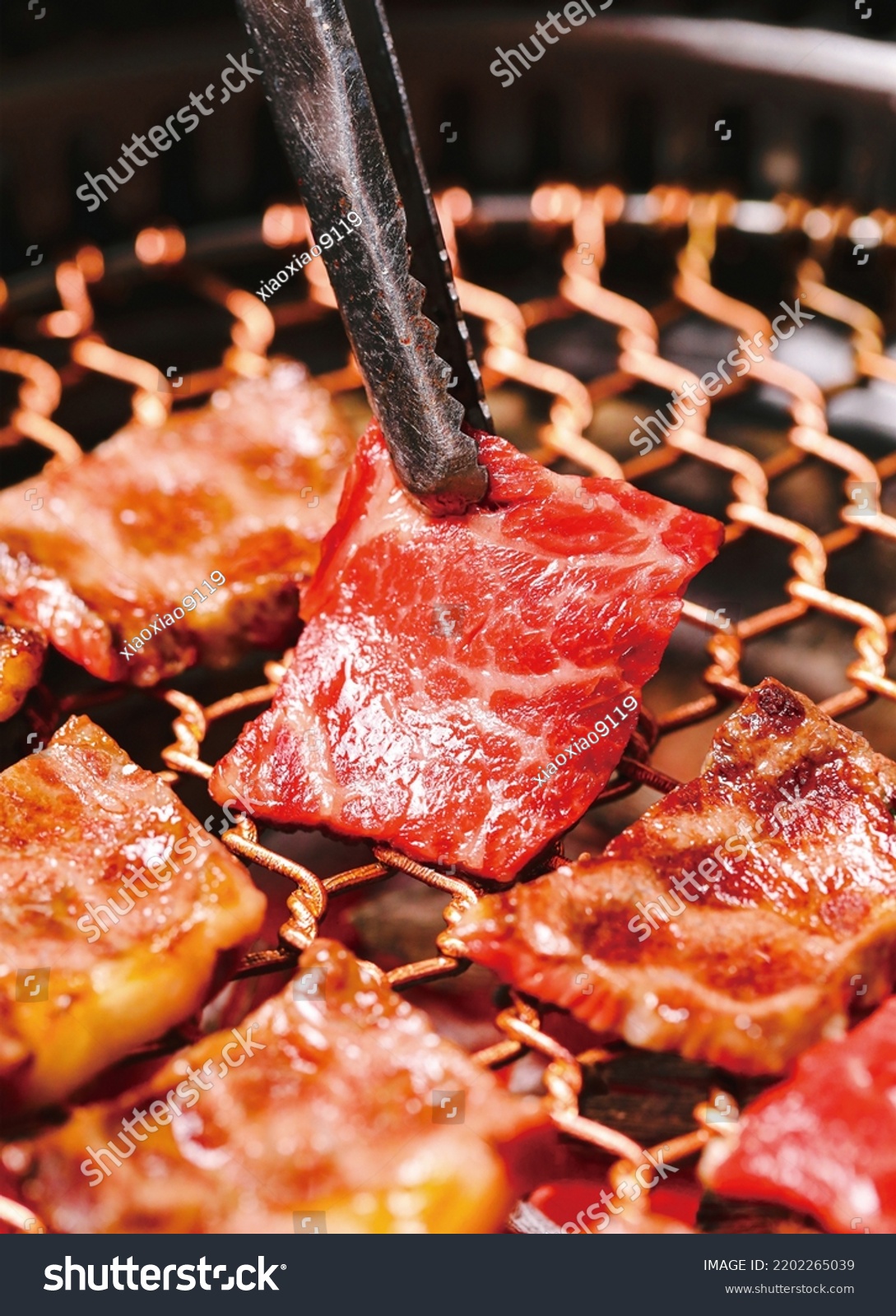 Japanese Barbecue Yakiniku Barbecue Grill Burning Stock Photo