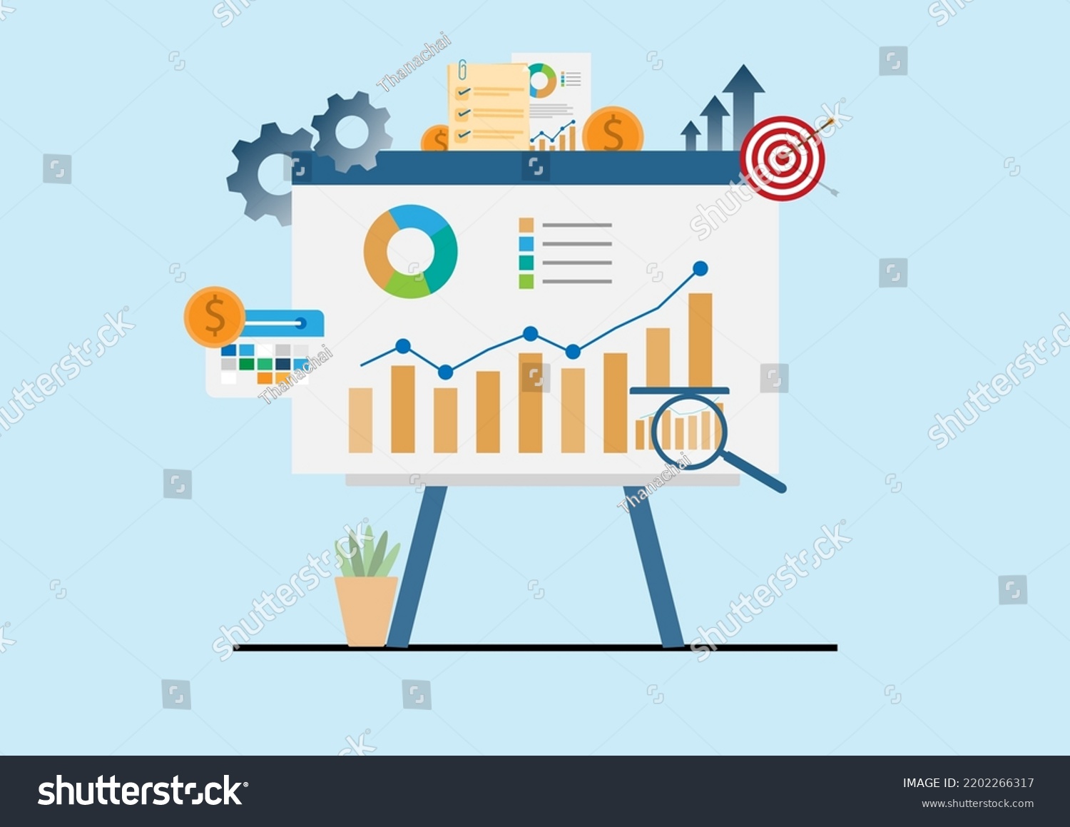 Vector Illustration Chart Data Analysis On Stock Vector (Royalty Free ...