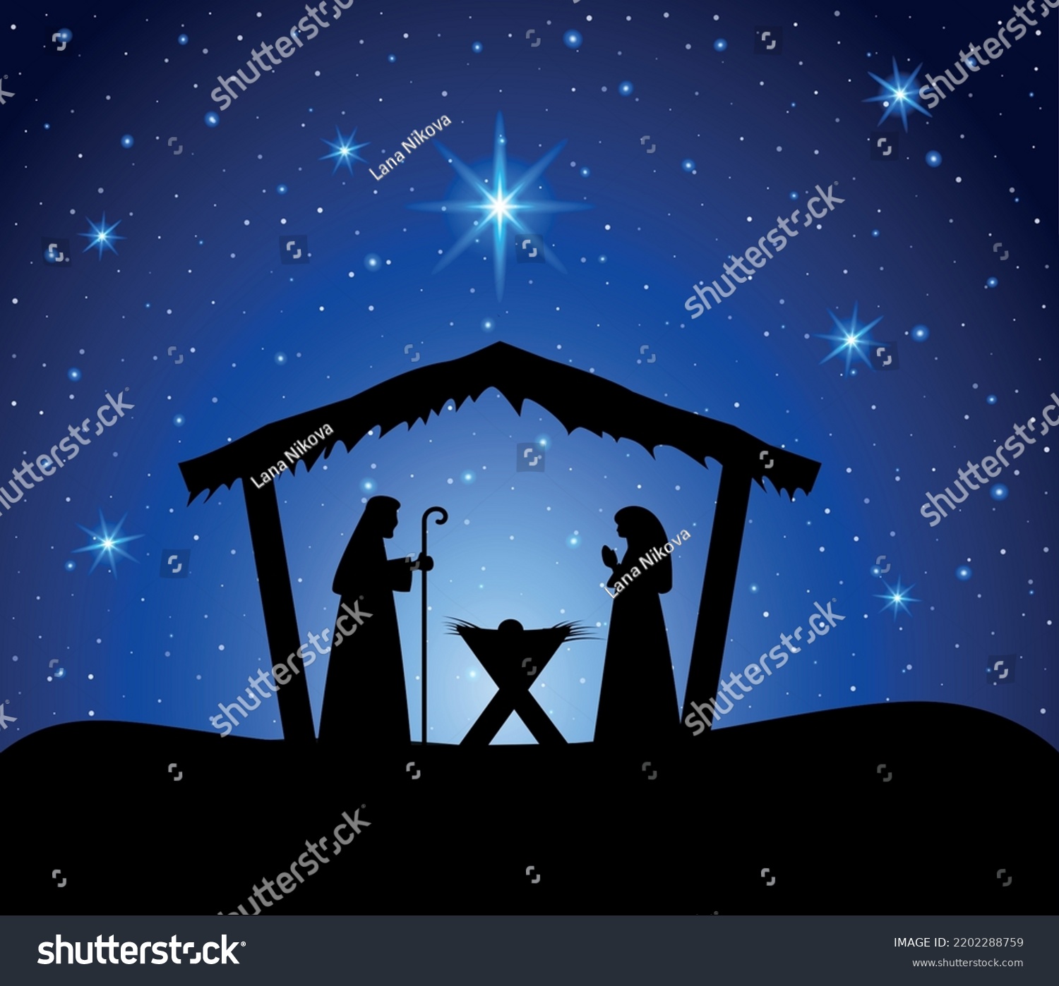 Christmas Nativity Scene Baby Jesus Mary Stock Vector (Royalty Free ...