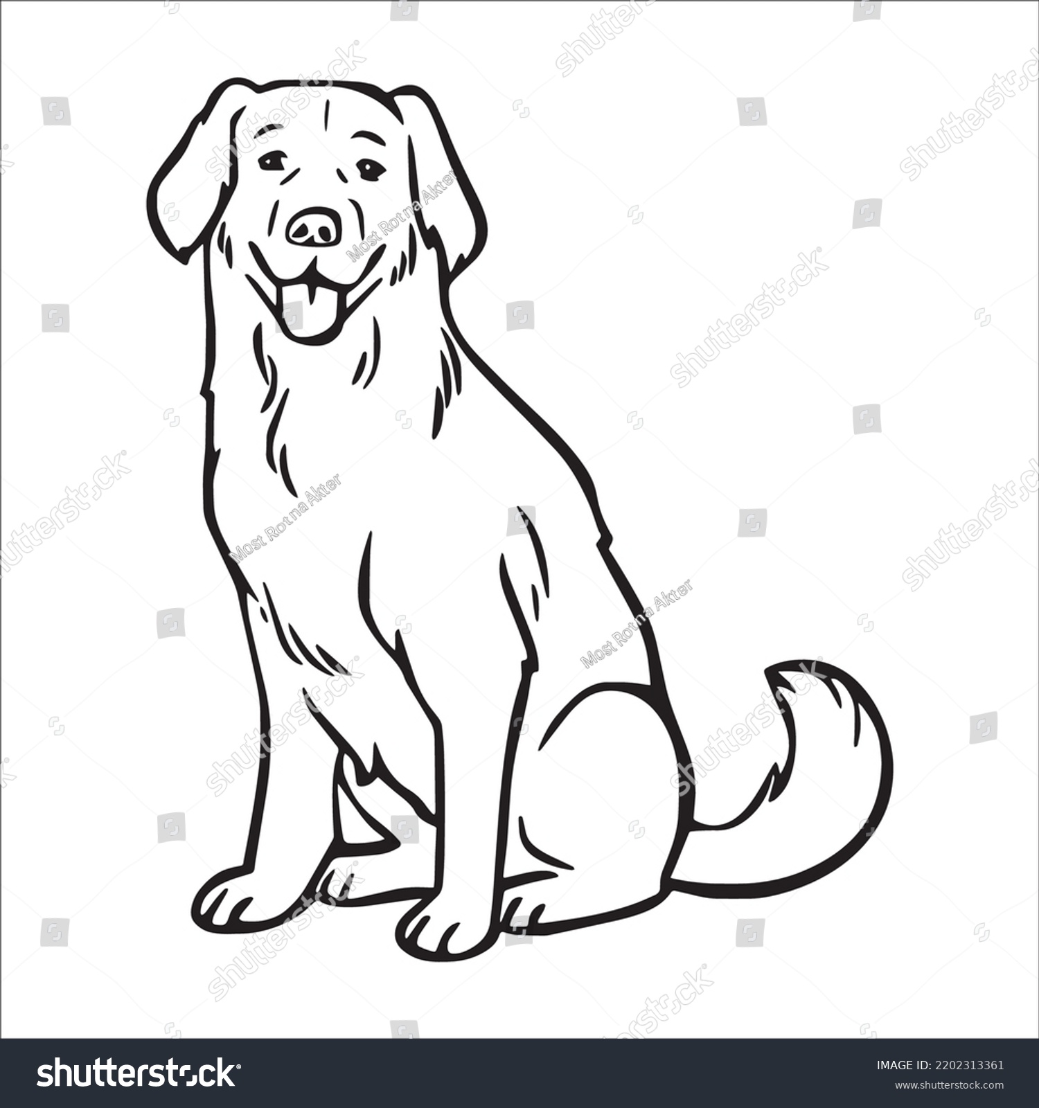 Labrador Line Art Labrador Line Drawing Stock Vector (Royalty Free