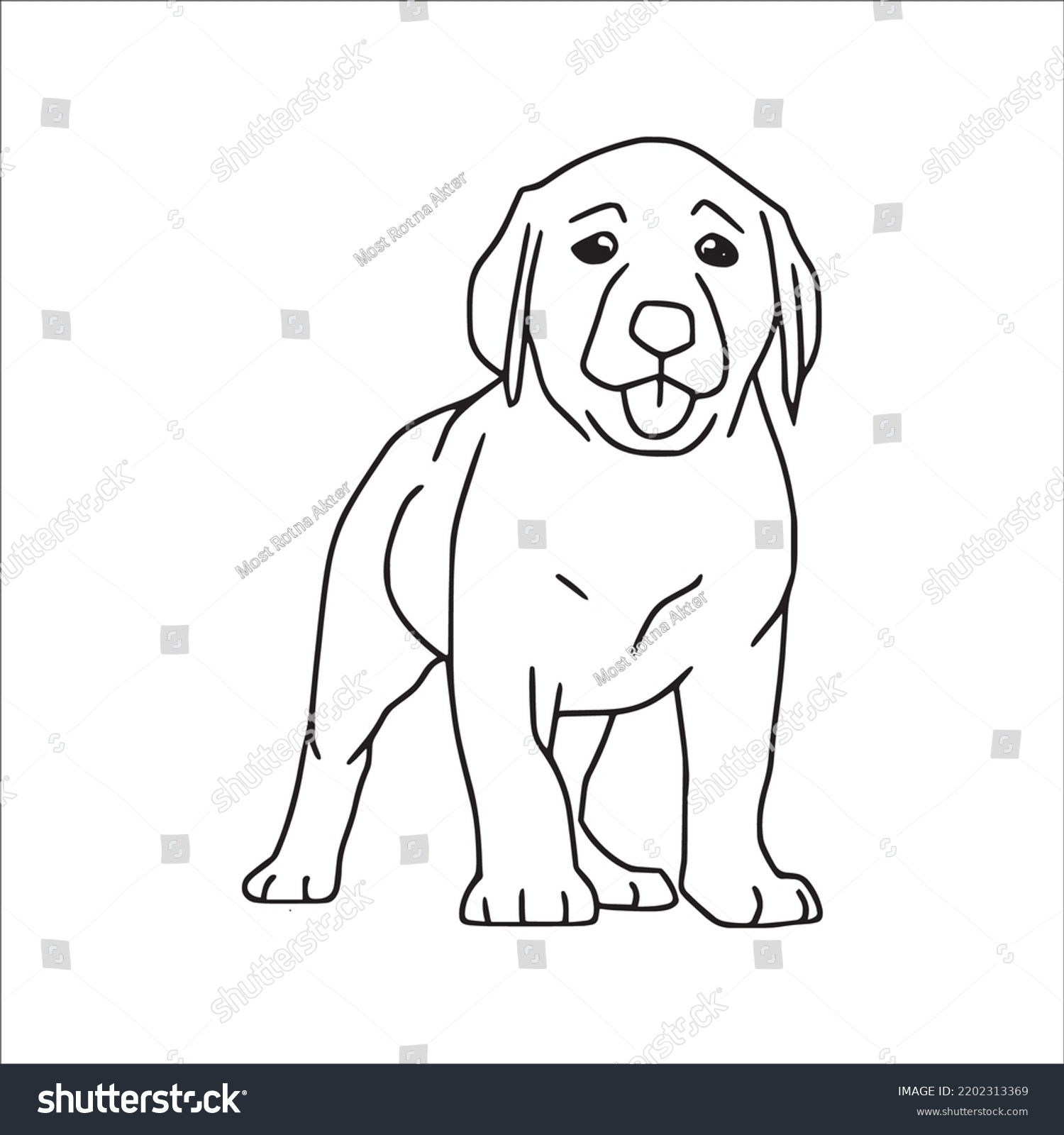 Labrador Line Art Labrador Line Drawing Stock Vector (Royalty Free