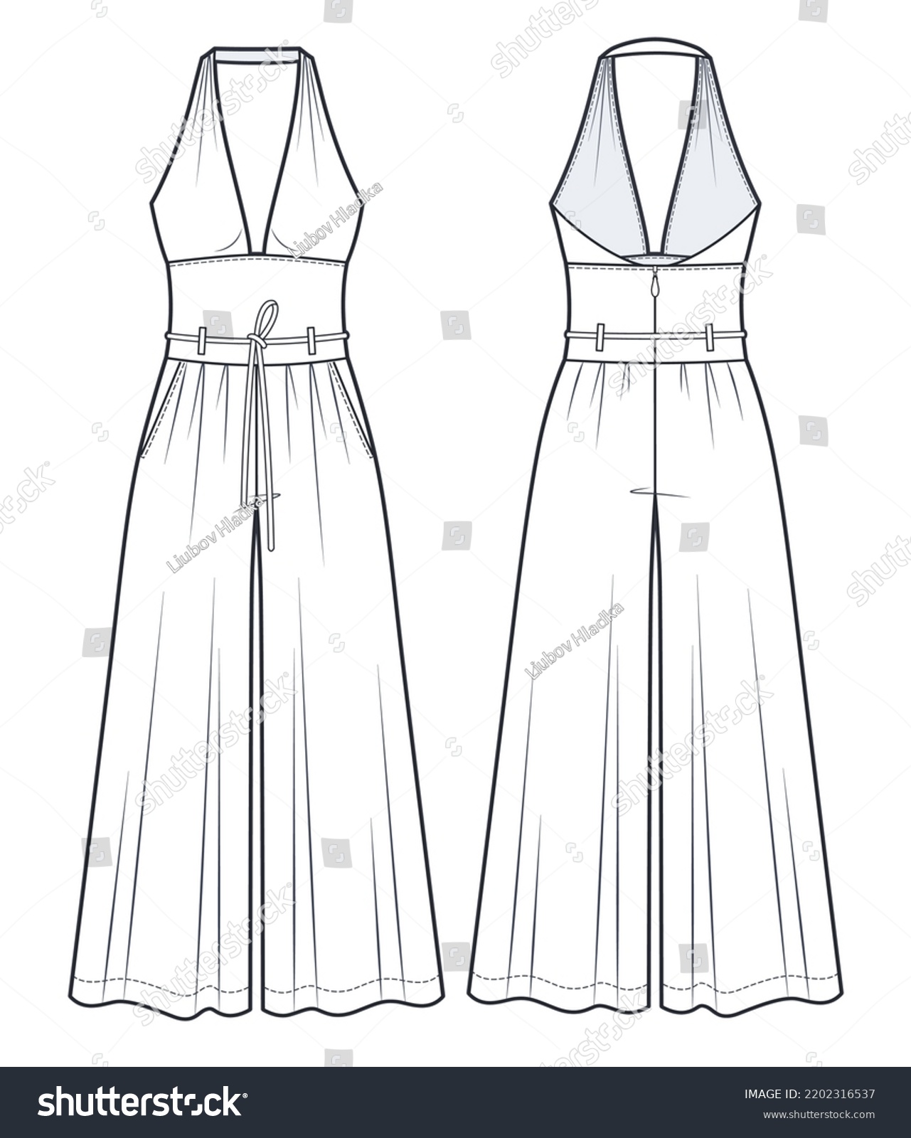 Womens Overall Jumpsuit Technical Fashion Illustration Stock Vector ...