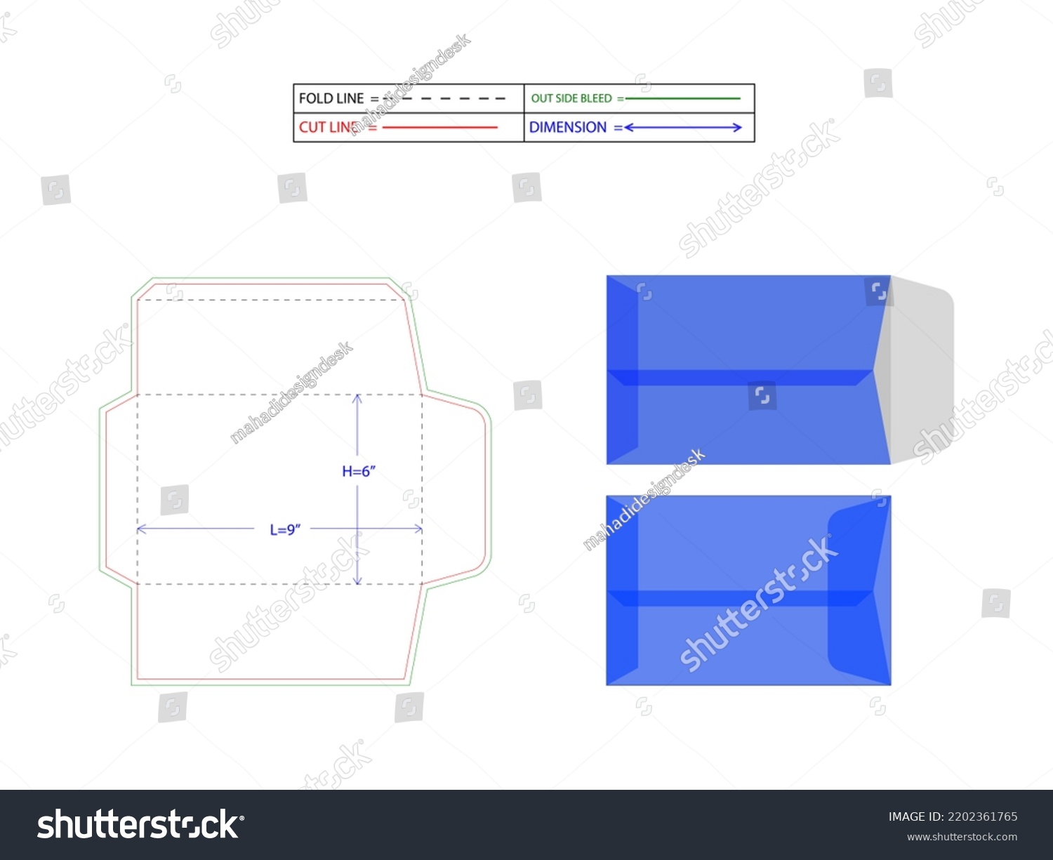 Catalog Envelope Template Die Line 3d Stock Illustration 2202361765