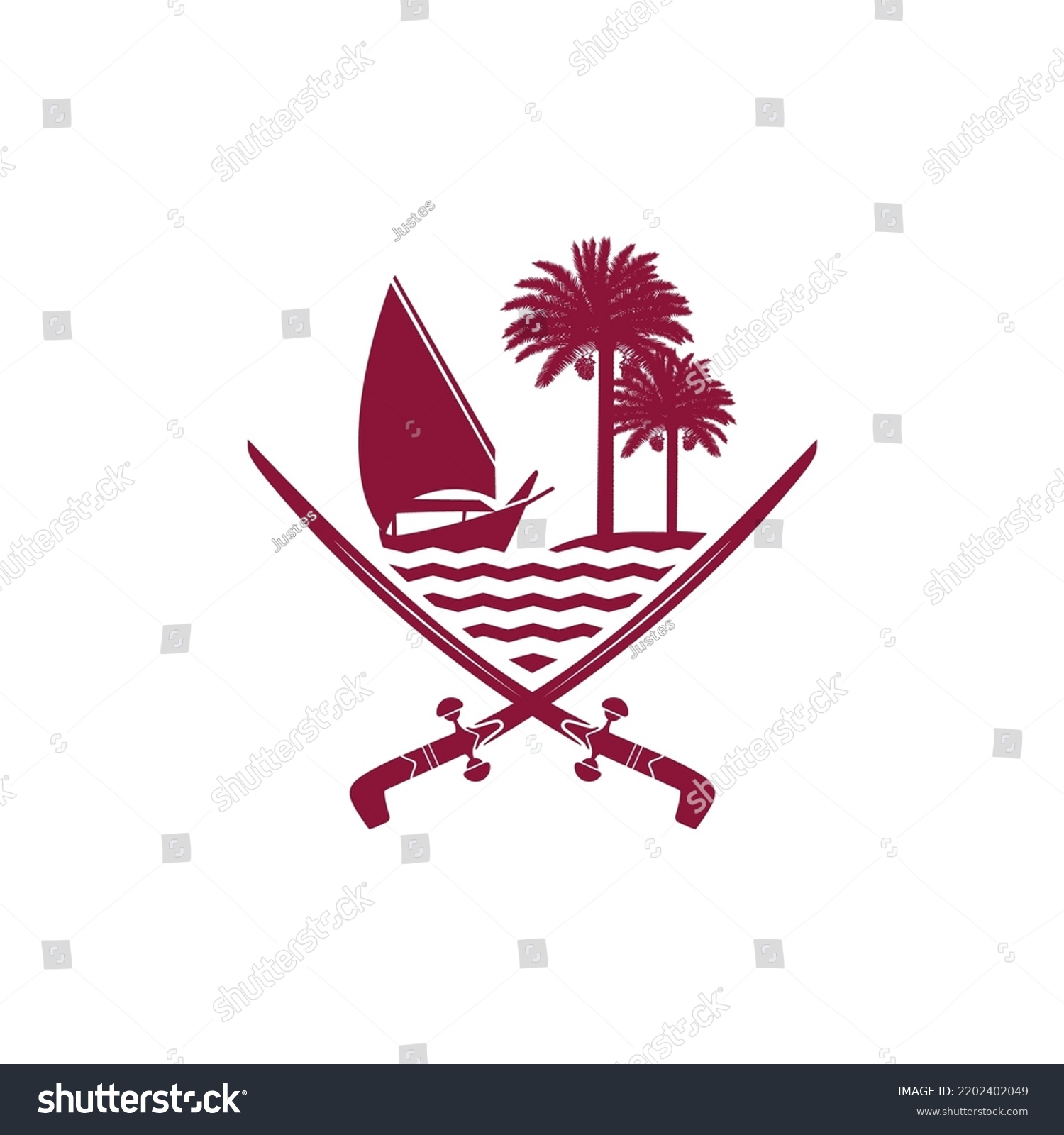 New Logo Emblem State Qatar Qatar Stock Vector Royalty Free 2202402049 Shutterstock 1076