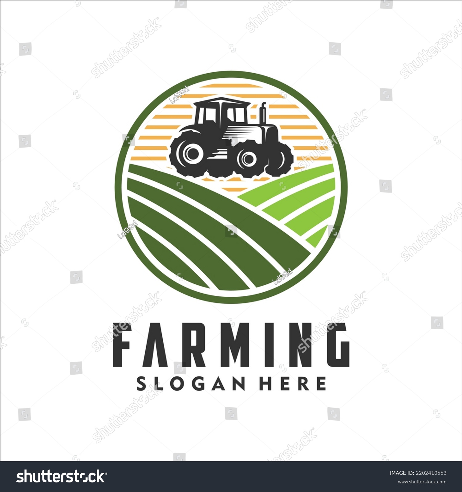 Farm Logo Tractor Nature Background Agricultural Stock Vector (Royalty ...