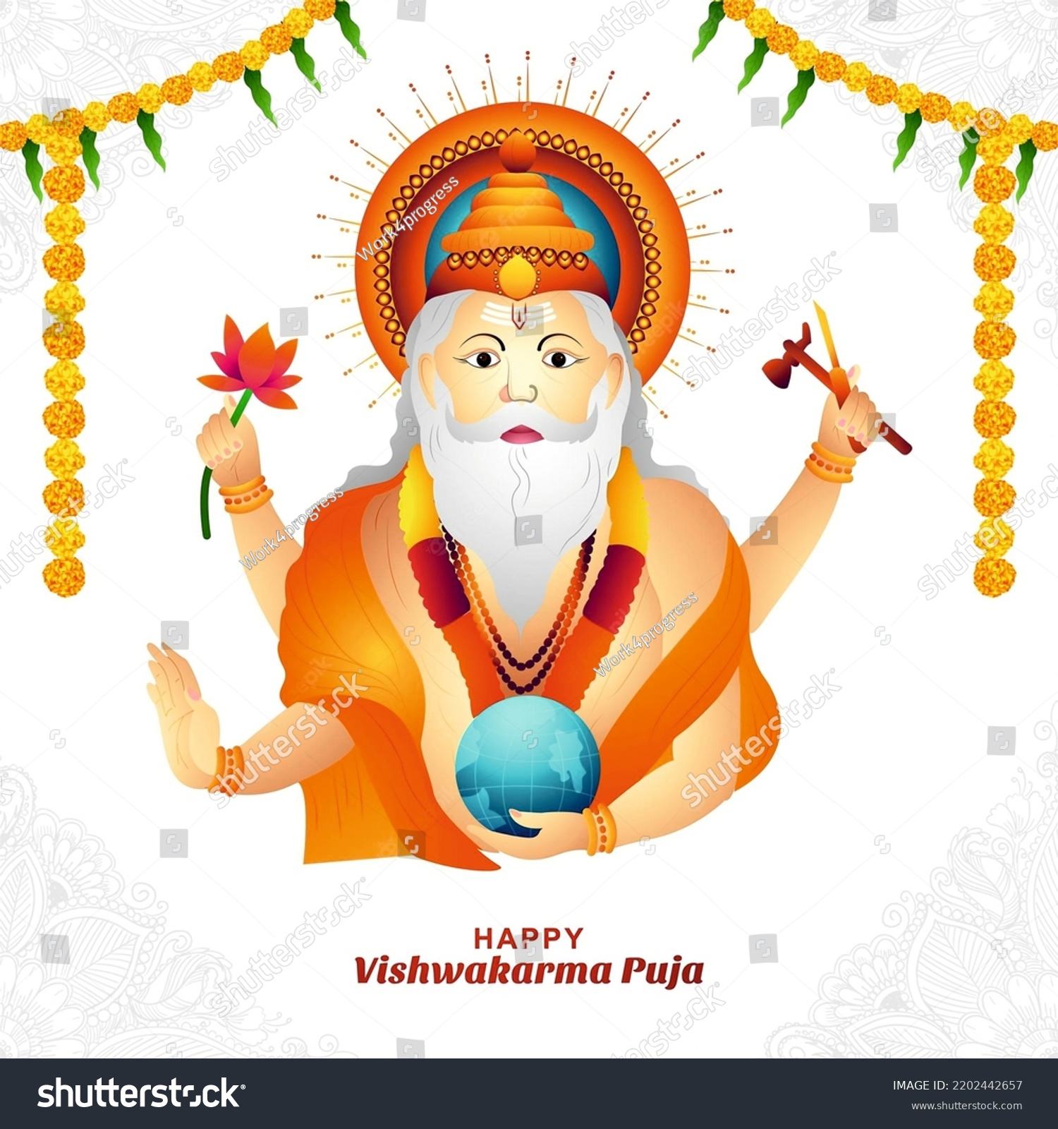 Architect Honour Birth Lord Vishwakarma Stock Illustration 2202442657 ...