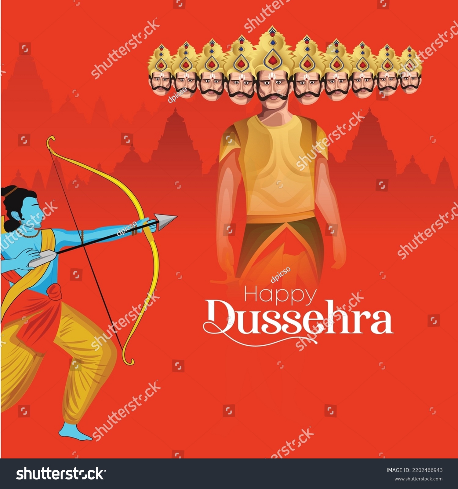 Happy Dussehra Text Illustration Lord Rama Stock Vector (Royalty Free ...