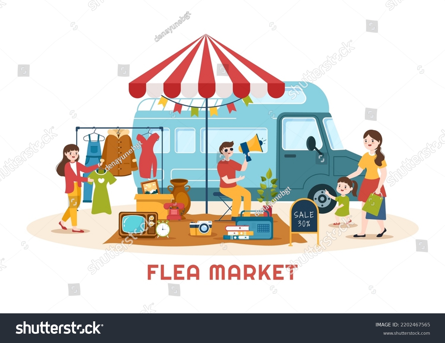 Flea Market Template Hand Drawn Cartoon Stock Vector (Royalty Free ...