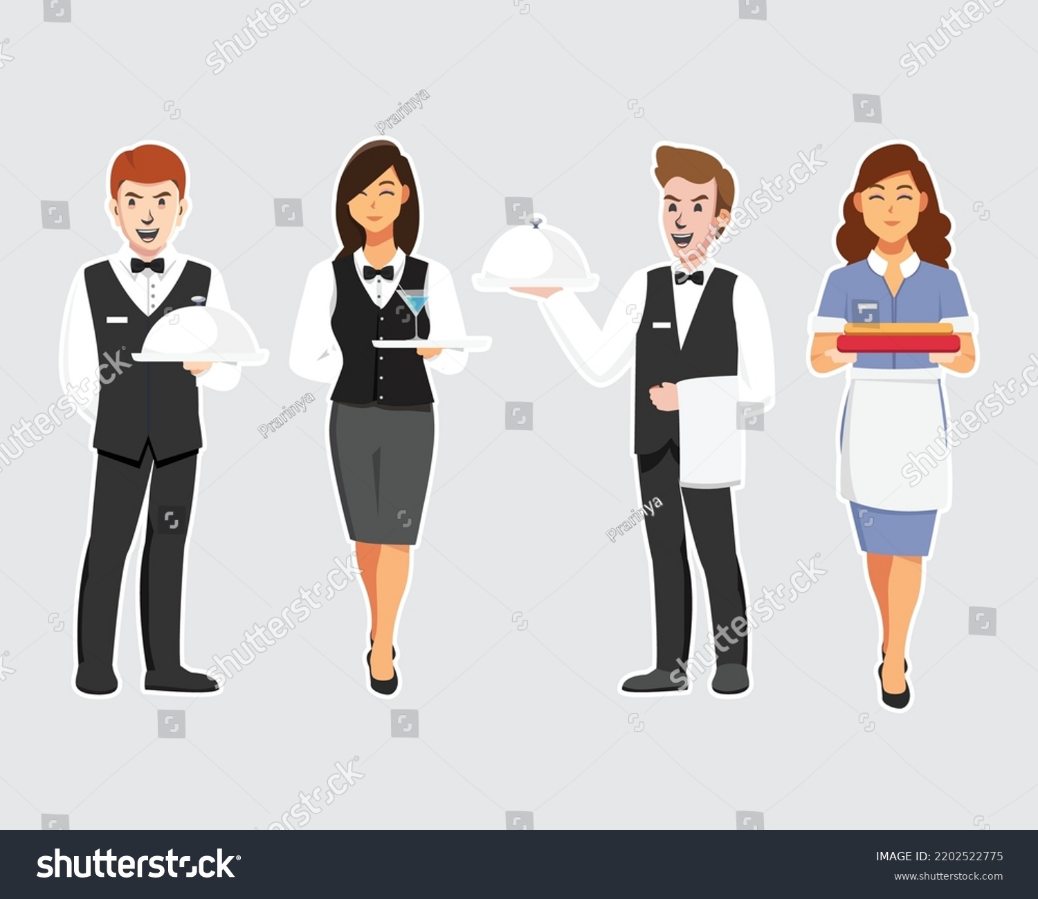 Hospitality Hotel Staff Butler Catering Flat Stock Vector (Royalty Free ...