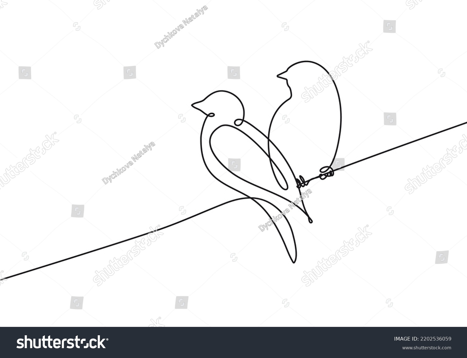 Couple Birds Continuous One Line Drawing Stock Vector Royalty Free