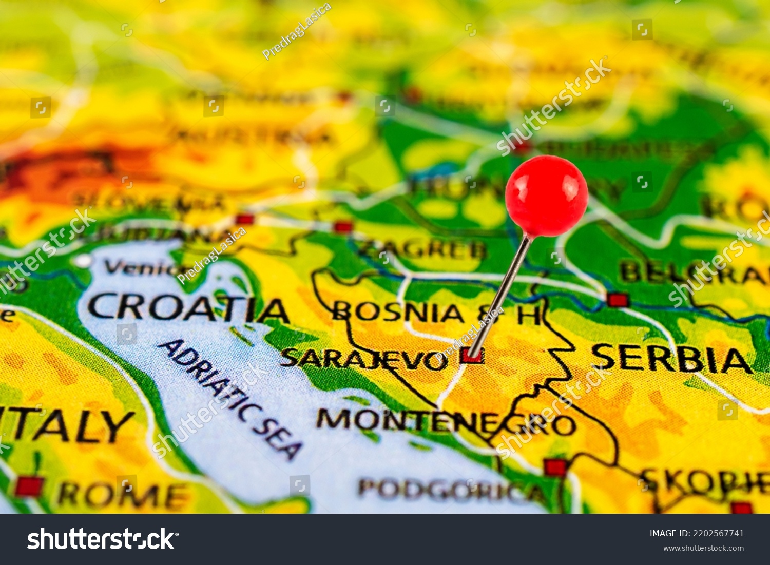 Sarajevo Map Close Sarajevo Map Red Stock Photo 2202567741 Shutterstock   Stock Photo Sarajevo Map Close Up Of Sarajevo Map With Red Pin Map With Red Pin Point Of Sarajevo In Bosnia 2202567741 