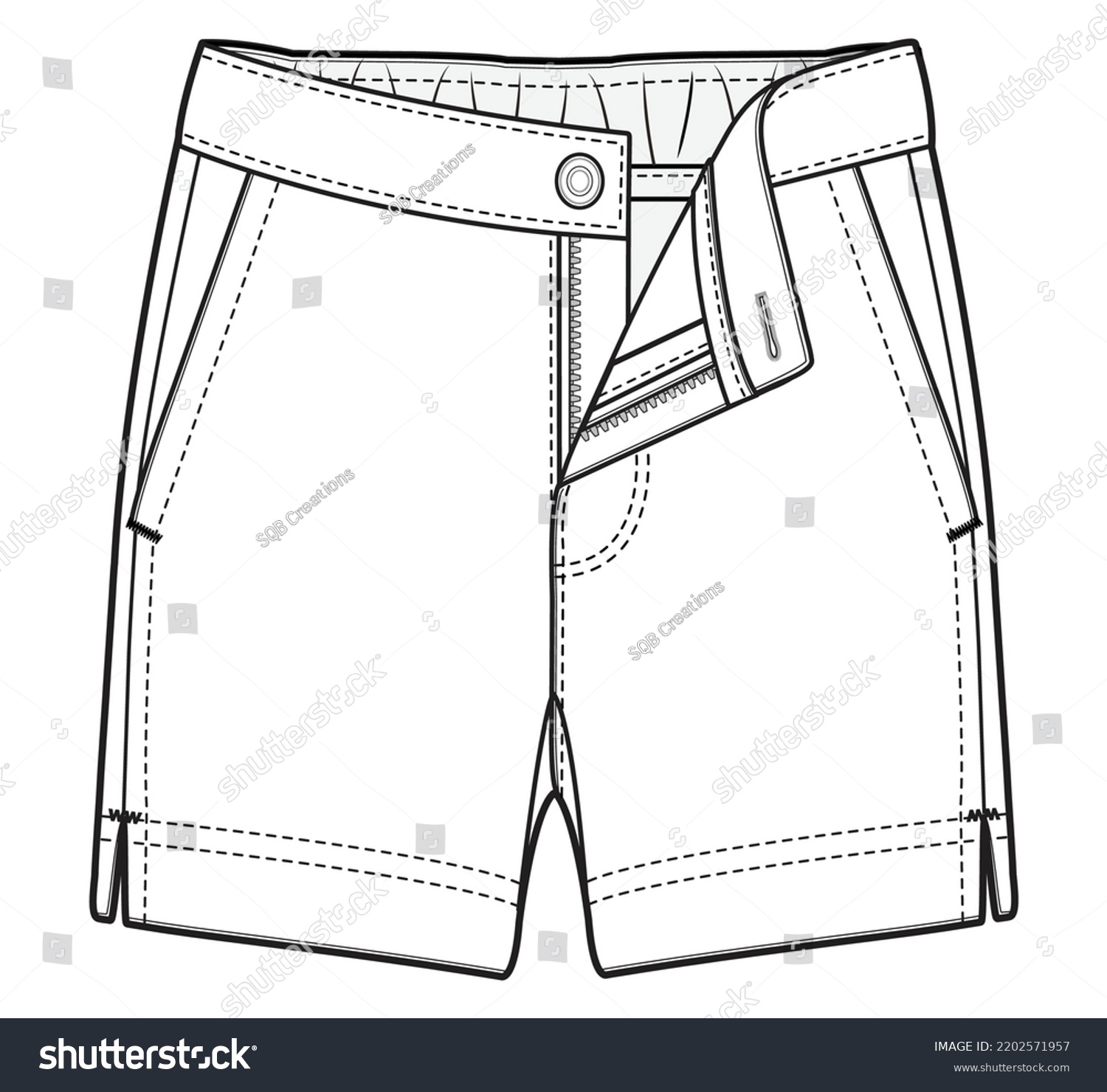 Mens Short Pant Technical Detail Drawing Stock Vector (Royalty Free ...