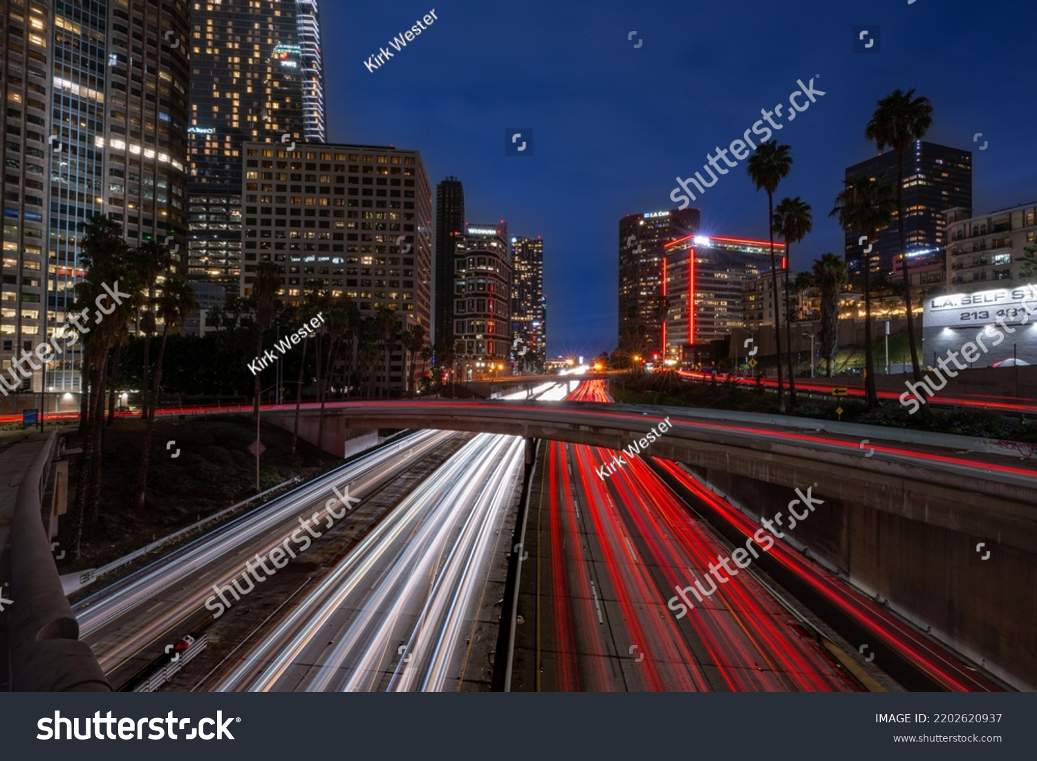 Los Angeles Freeways Night Looking Car Stock Photo 2202620937 ...