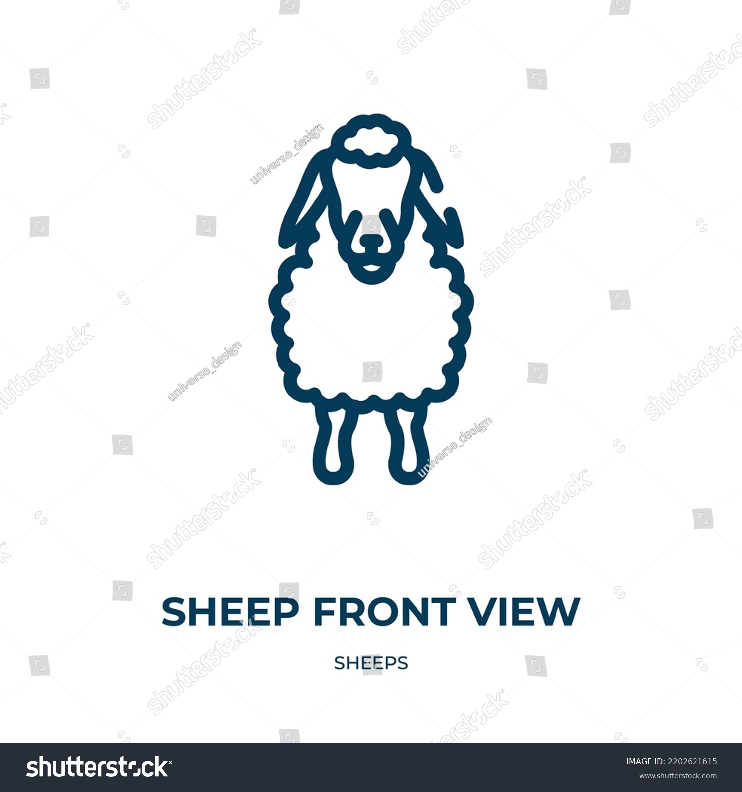 Sheep Front View Icon Linear Vector Stock Vector (Royalty Free ...