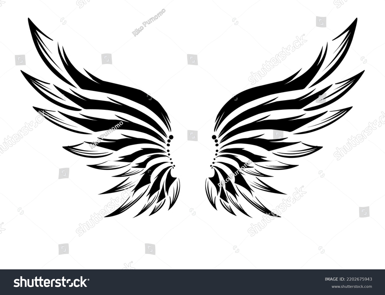 Vector Angel Wing Tattoo Design Stock Vector Royalty Free 2202675943 Shutterstock