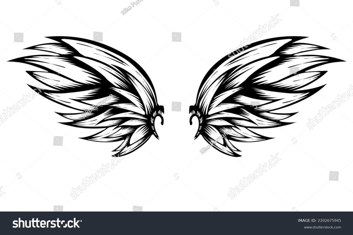 Vector Angel Wing Tattoo Design Stock Vector Royalty Free 2202675945 Shutterstock