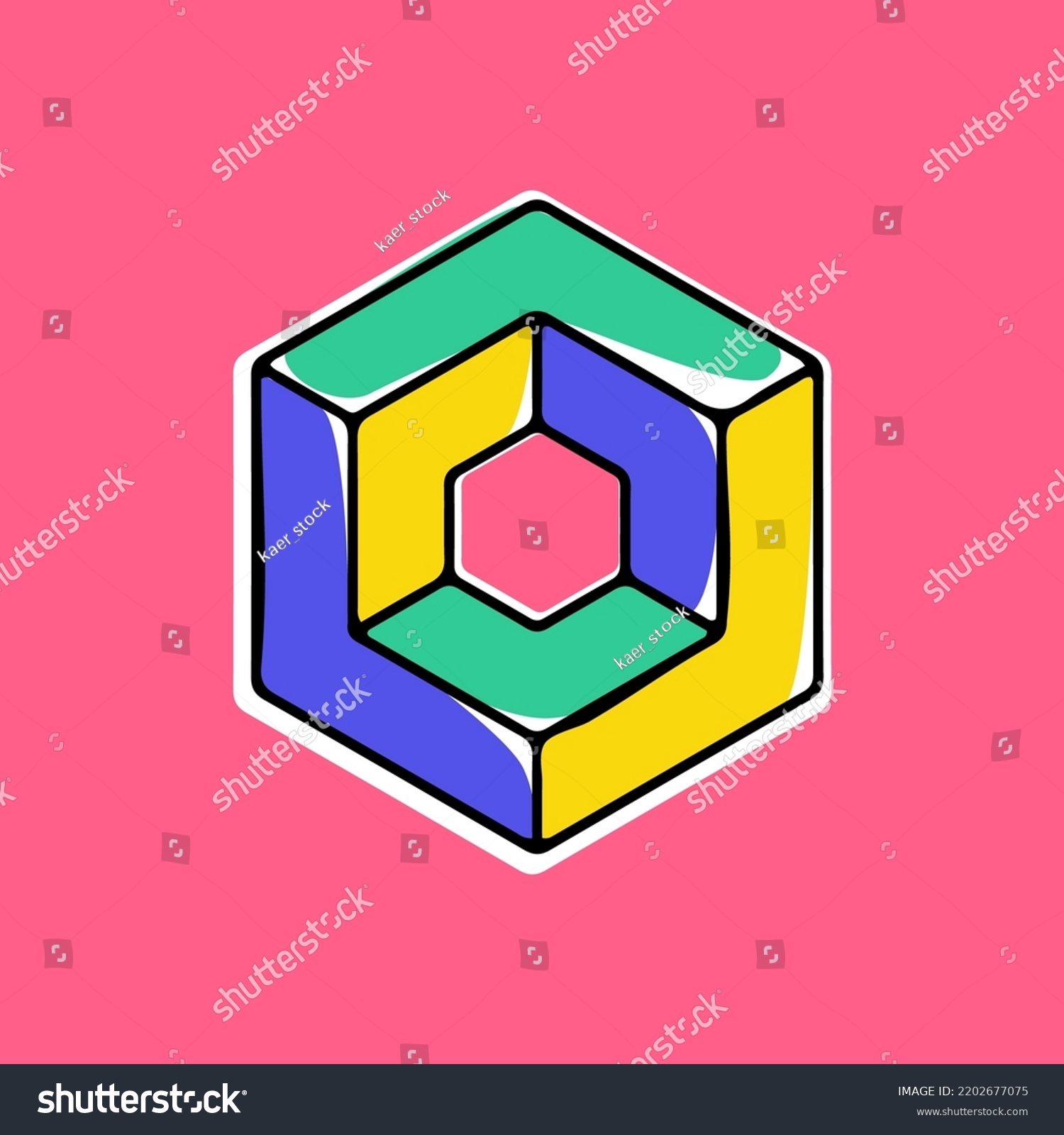 Impossible Hexagon Vector Shape Optical Illusion Stock Vector (Royalty ...