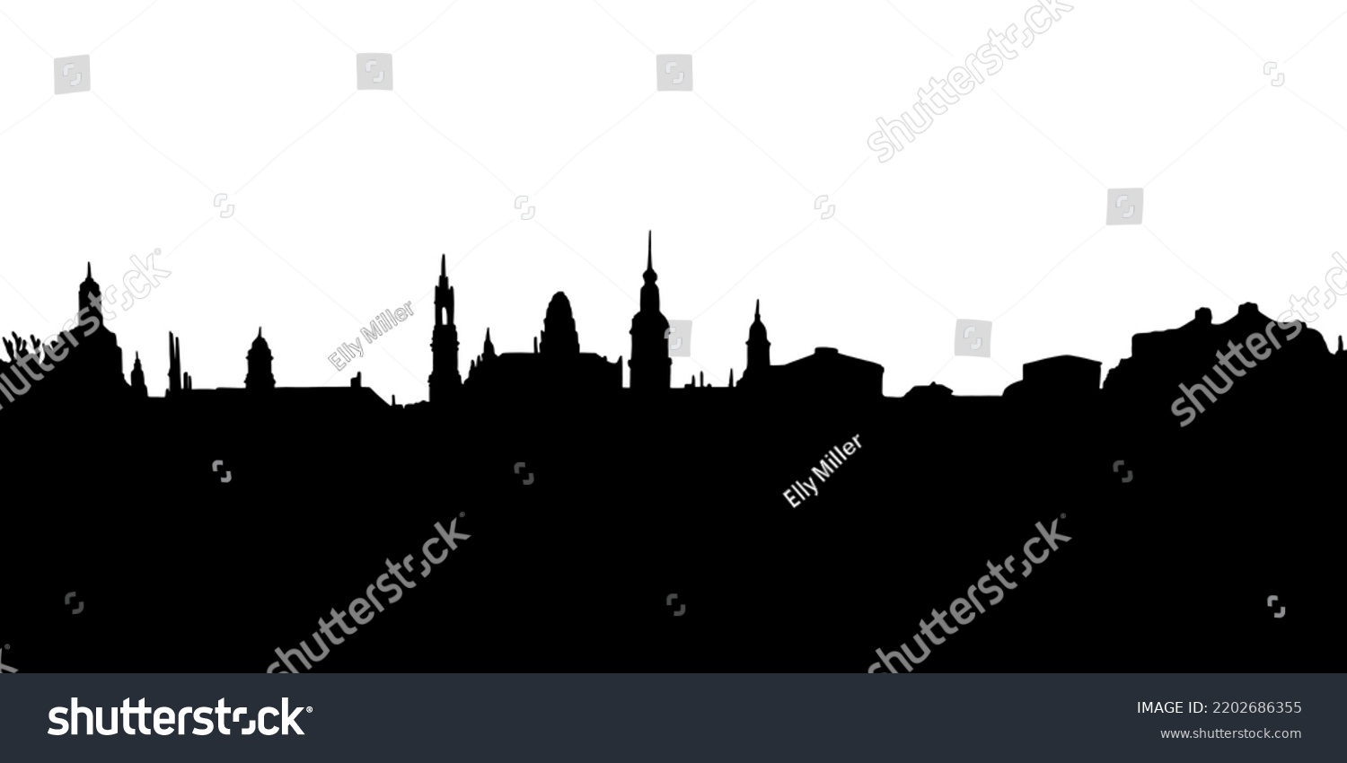 Dresden Skyline Black White Illustration Stock Illustration 2202686355 ...