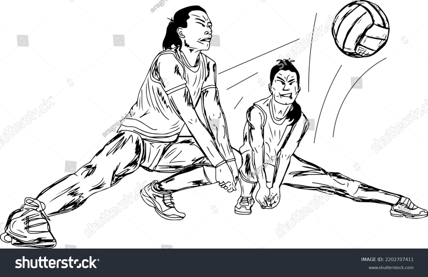 female-volleyball-player-outline-vector-illustration-stock-vector