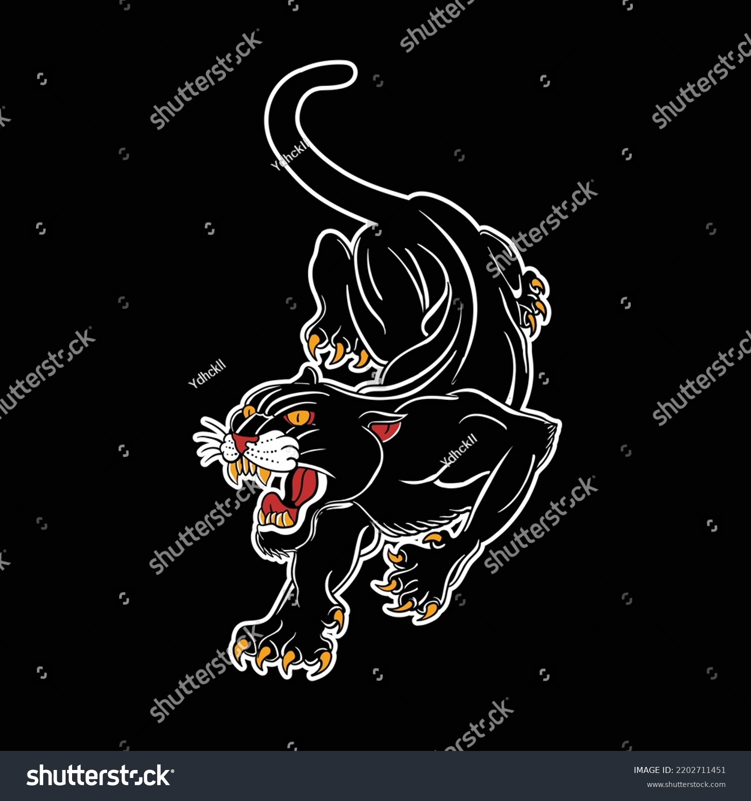 Traditional Panther Tattoo Illustration Roar Stock Vector (Royalty Free ...