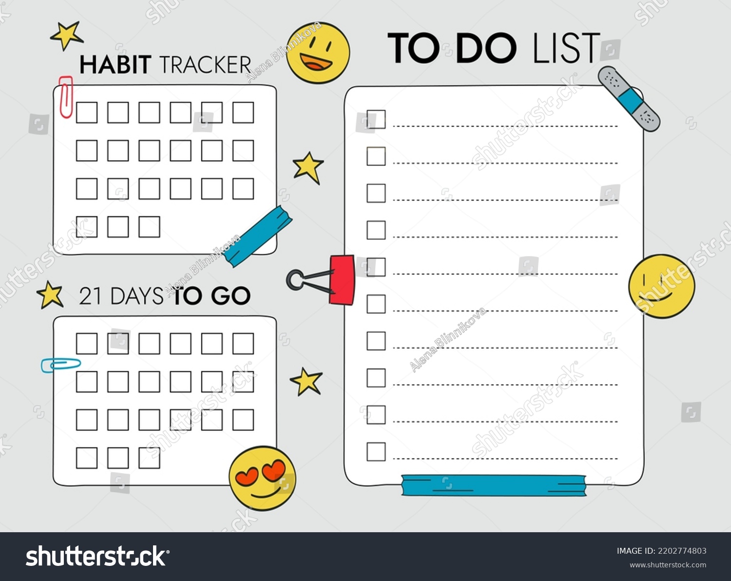 Checklist Goals Habit Tracker Templates 21 Stock Vector (Royalty Free ...