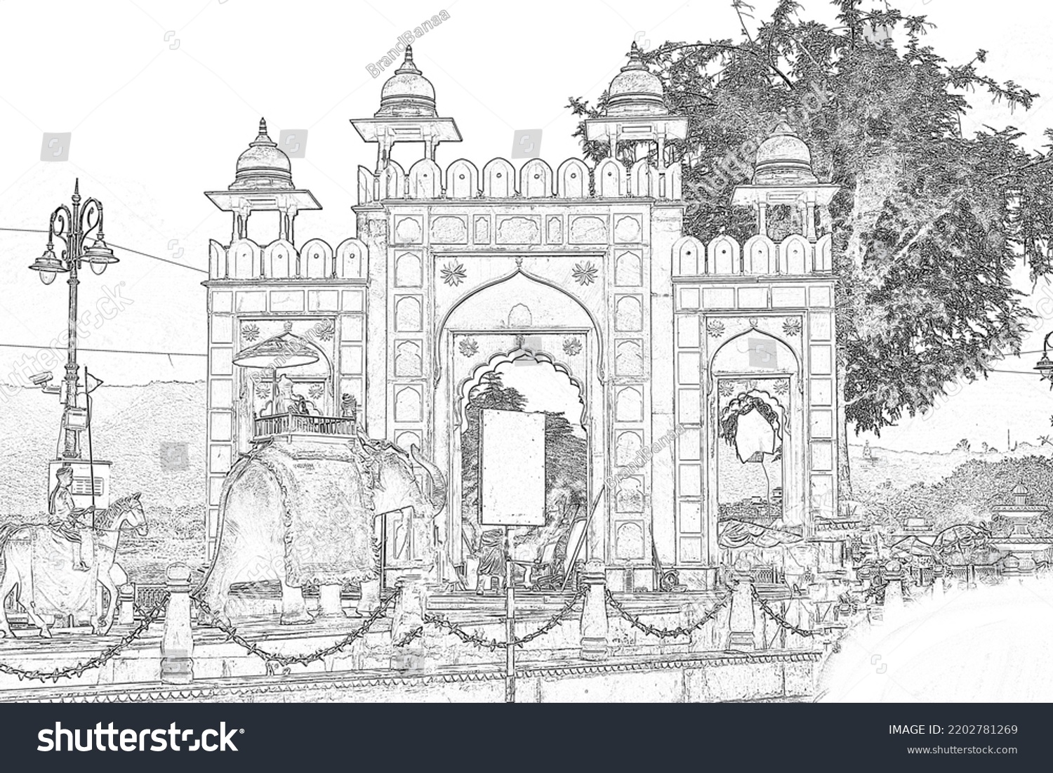 Sketch Line Drawing Inspiration Jal Mahal Stock Illustration 2202781269 ...